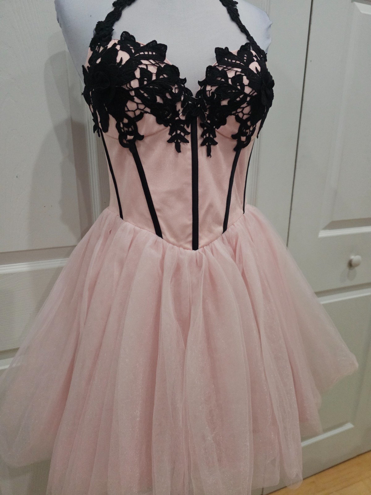 Dolls Kill Unholy Pastel Goth Pink Black Lace The Night Of Corset Tutu Dress S