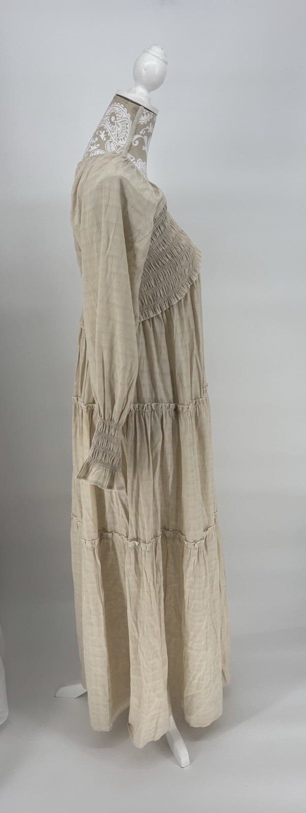 NWT R.Vivimos V Neck Empire Waist Layered Ruffle Maxi Dress Small 4/6 Boho Flowy
