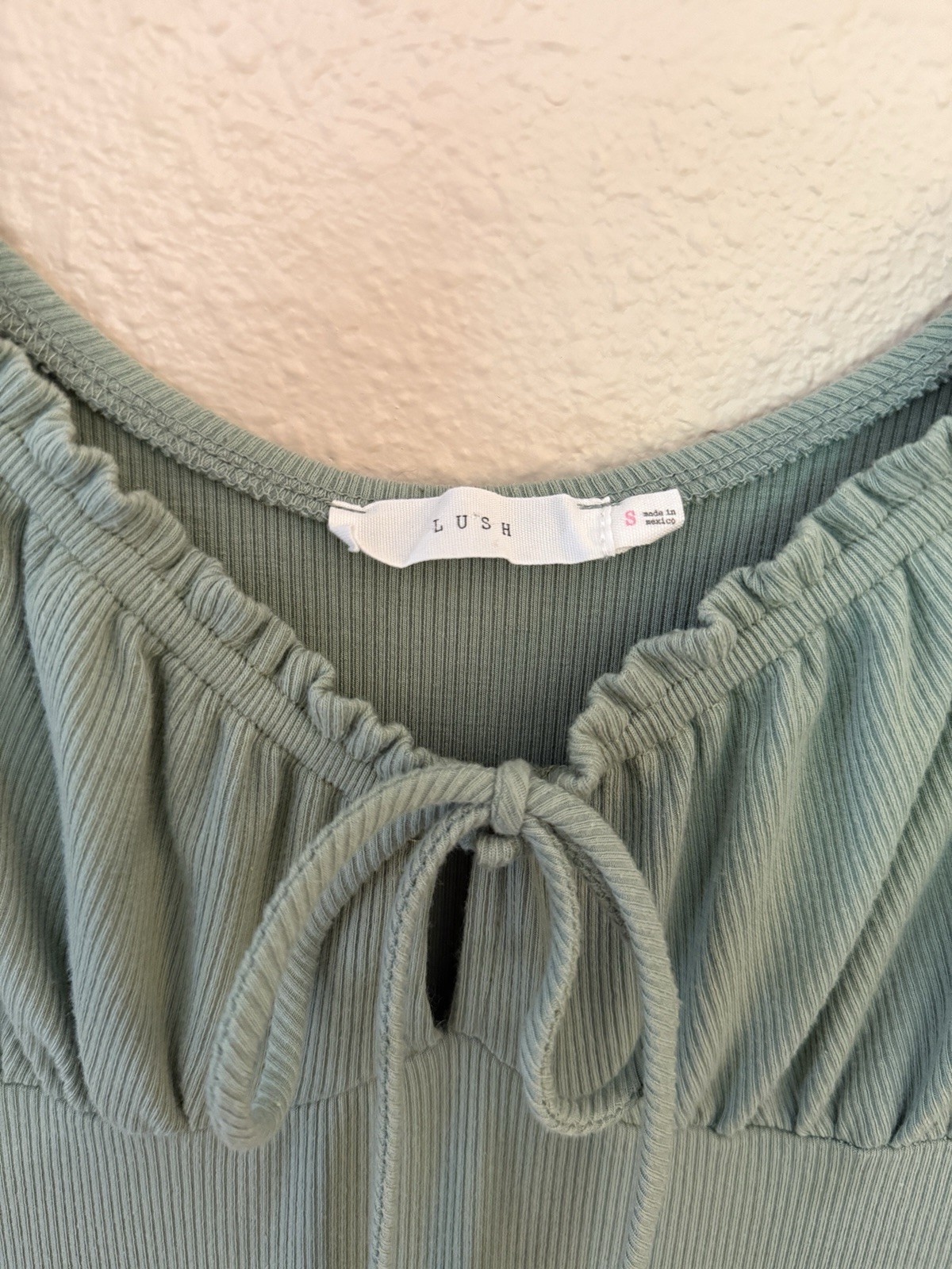 LUSH Mint Green Ribbed Fit & Flare Mini Dress (Size S)