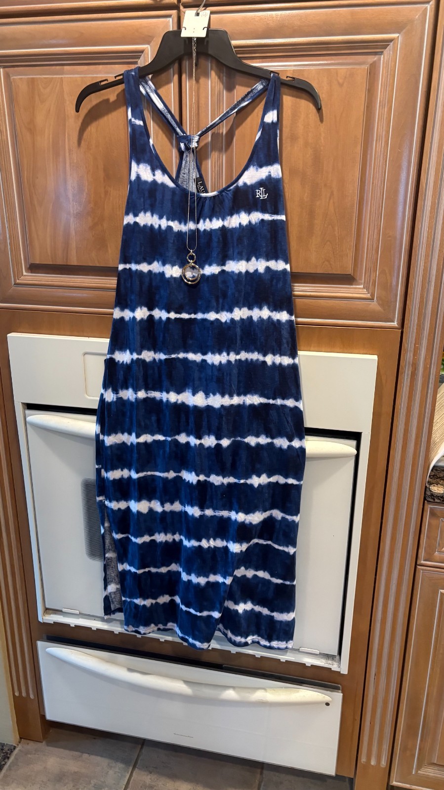 LAUREN Ralph Lauren Blue Tie Die Dress NWOT SEE TAG WO PRICE ON IT FREE JEWELRY