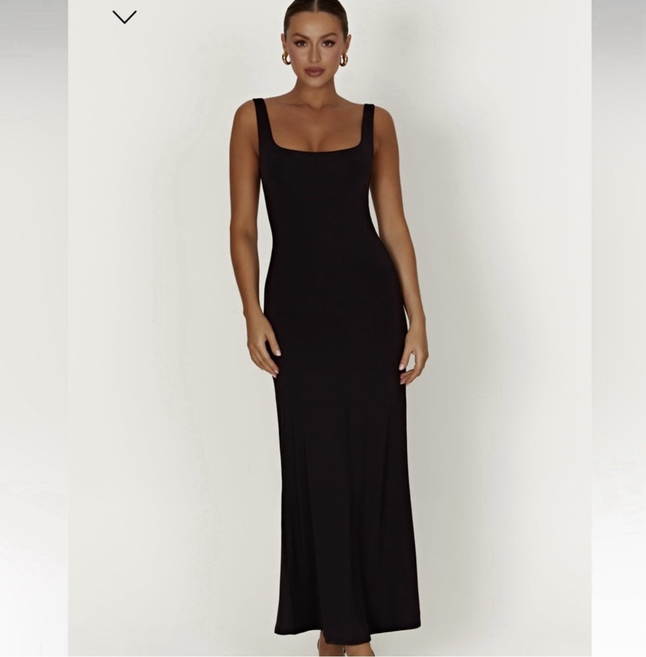 MESHKI Women’s S Black Solid Square Neck Strappy Sleeveless Maxi Long Dress