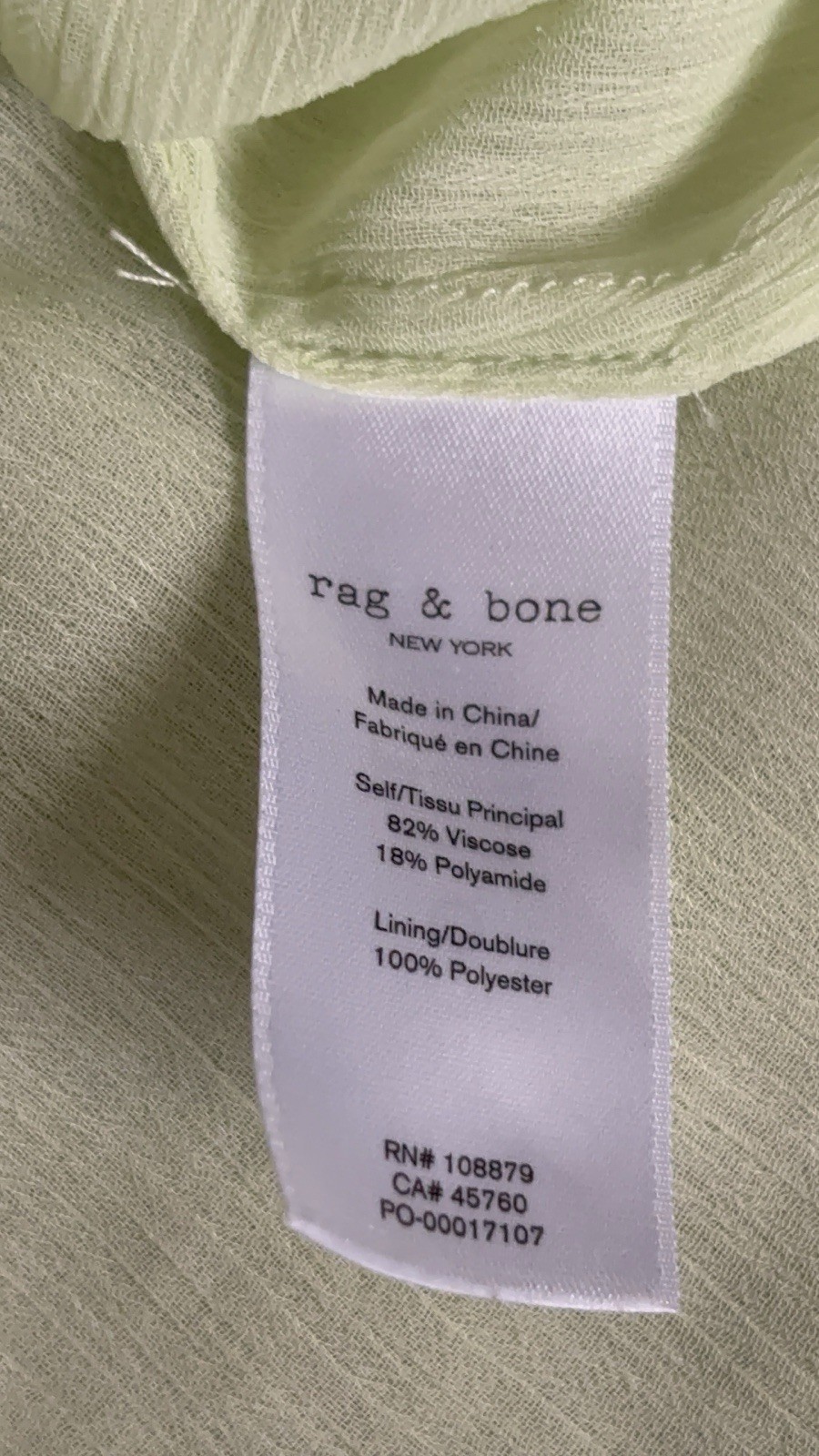 Rag & Bone Libby Tiered Seam Crinkle Dress Short Sleeve Flowy Midi Green Medium