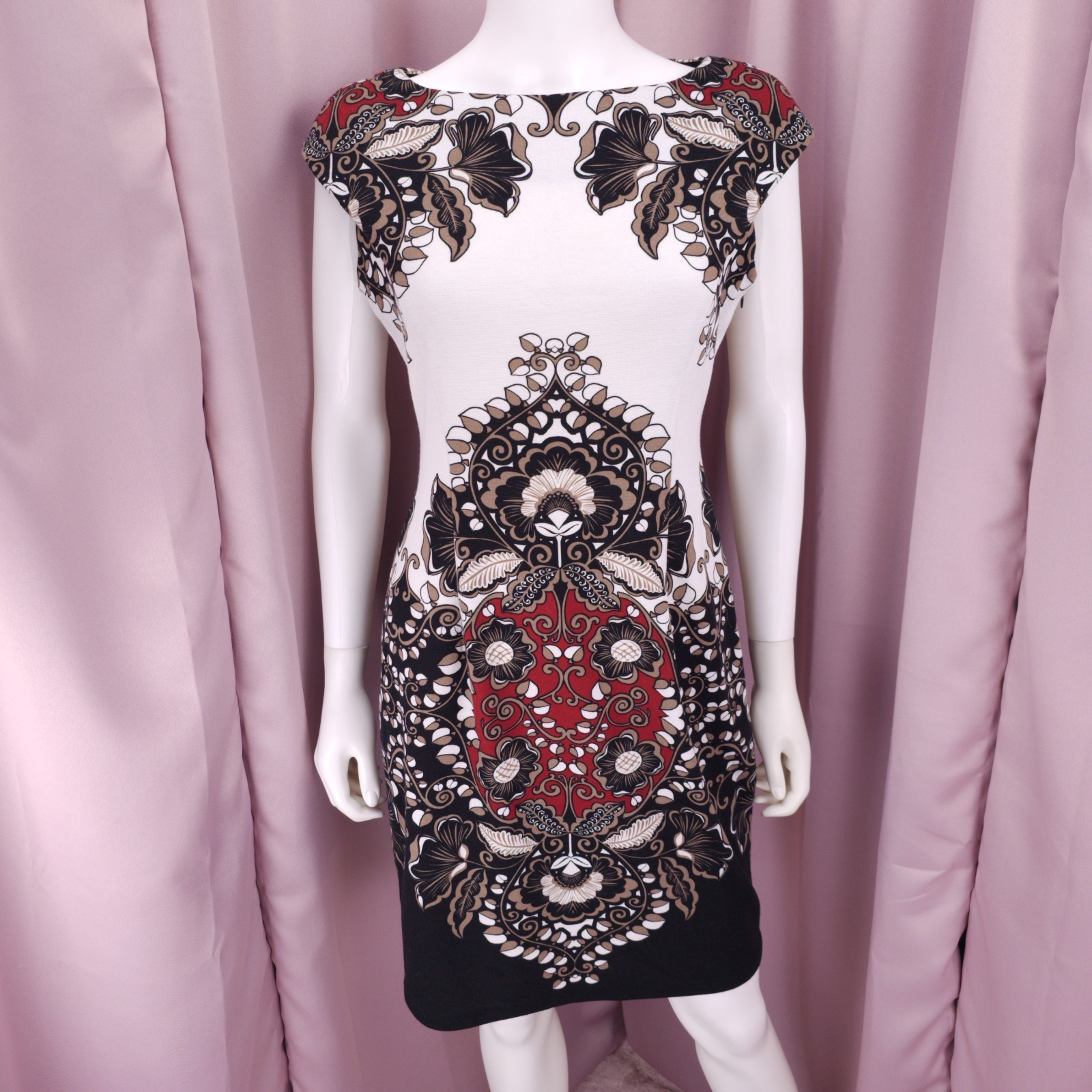 London Times Women’s Knit Floral Boat Neck Cap Sleeve A-Line Pencil Dress 6