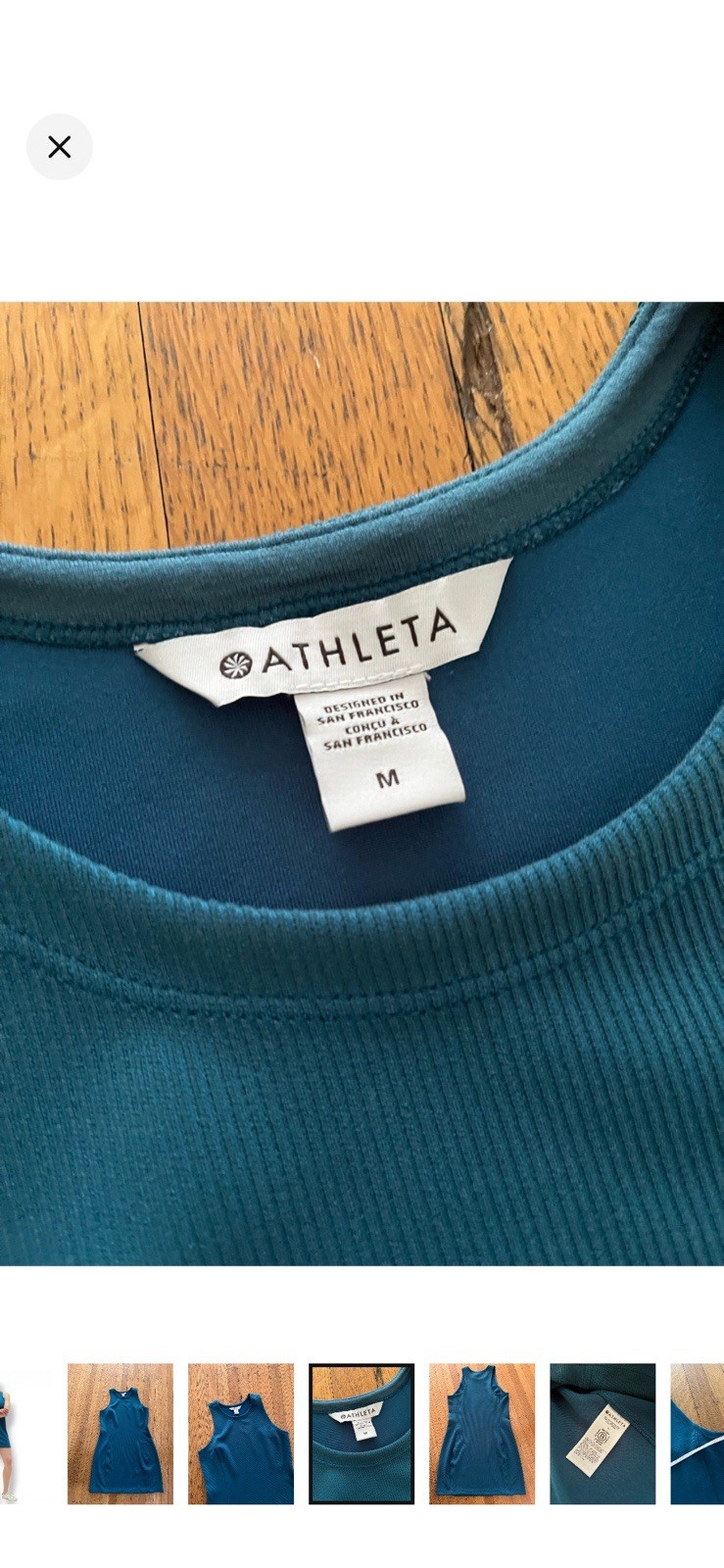 Athleta Blue Ribbed Knit Sheath Dress Knee Length Round Neck Sleeveless M
