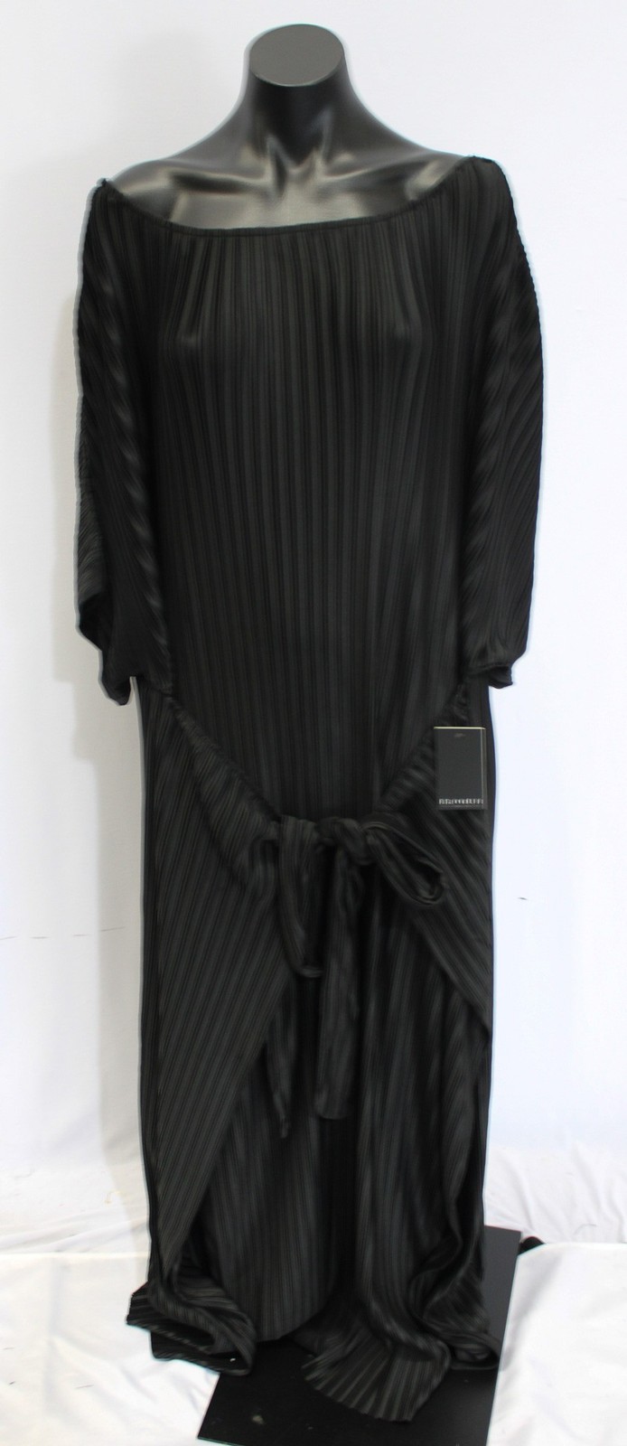 Eloquii Women’s Plus Pleated Satin Faux Wrap Maxi Dress LB3 Black Size 26-28