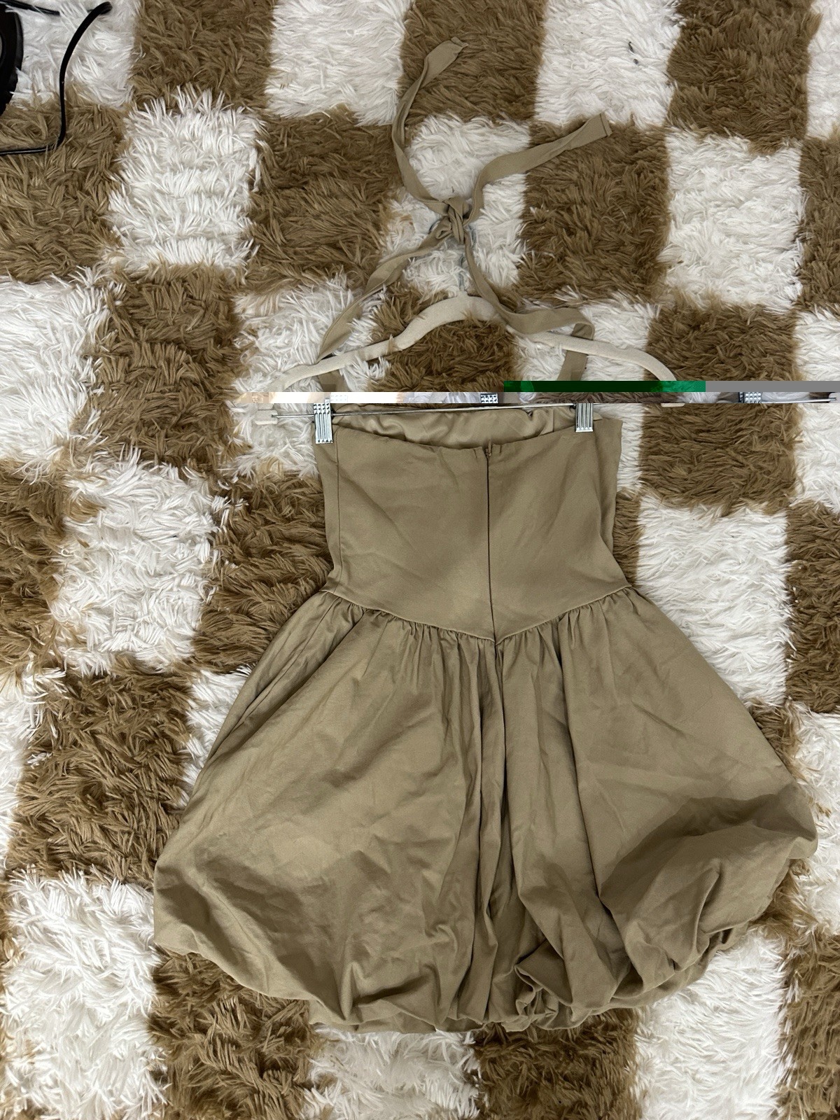 Blue Blush Beige Ruffle Bubble Hem Halter Dress Size Small – Super Cute!!