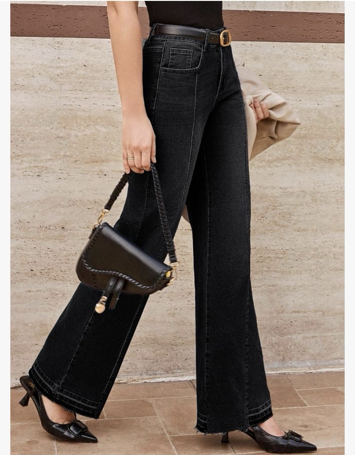 EVALESS Womens Baggy Jeans High Waist Straight Leg Wide Leg Stretchy Size 16