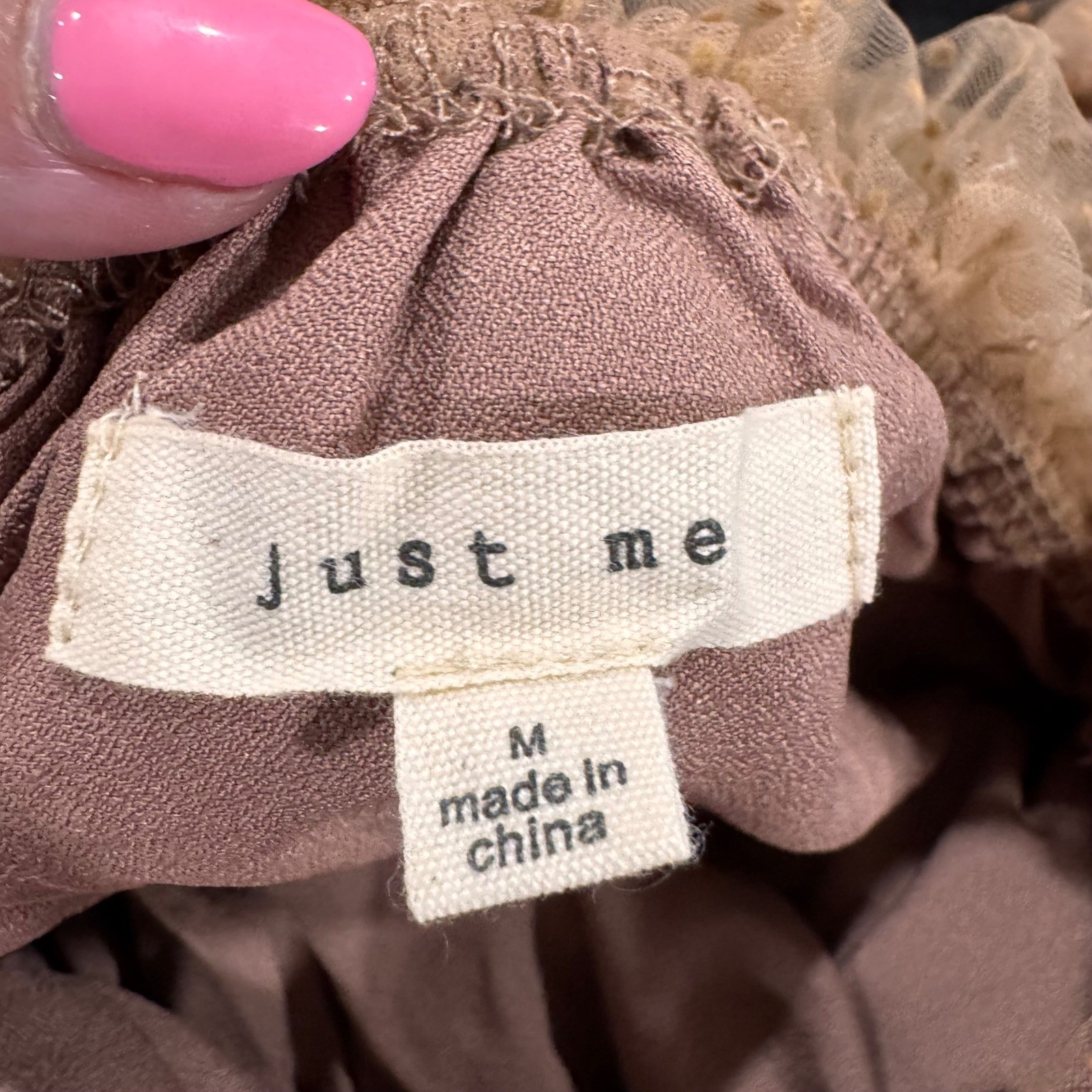 Just Me Tan Tulle Swiss Dot Tiered Ruffle Midi Dress