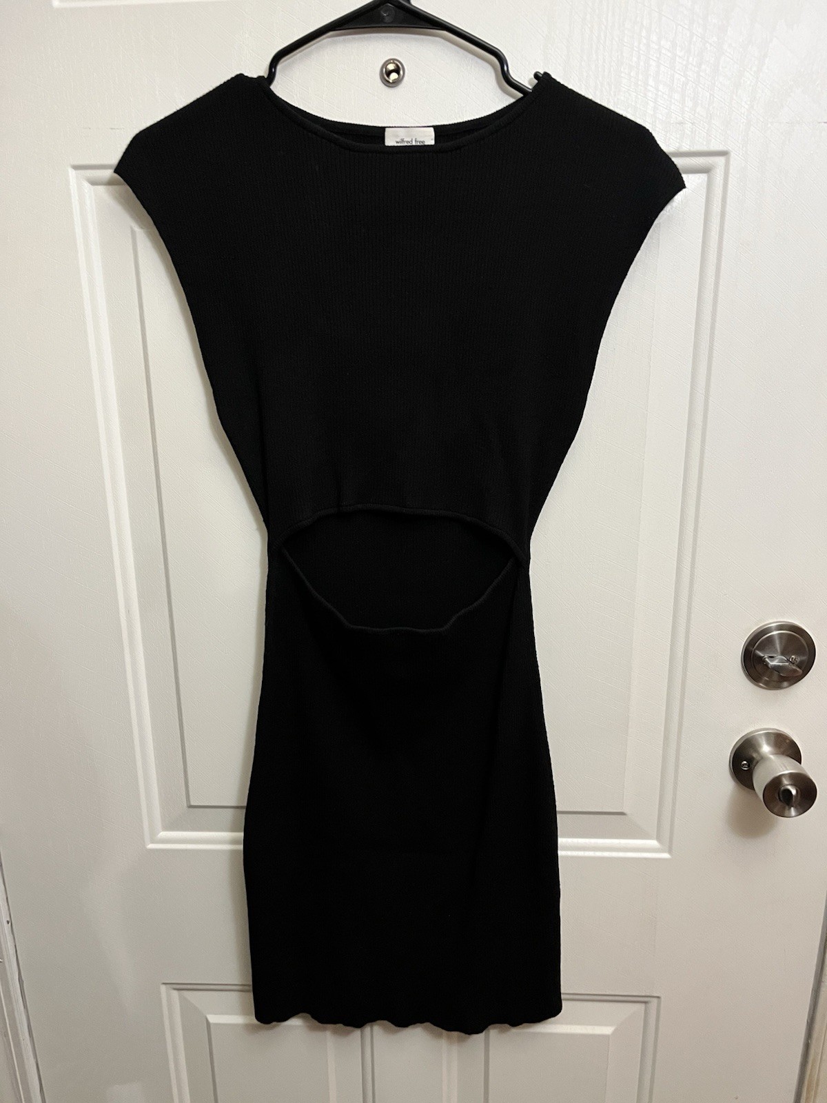 Aritzia Wilfred Free Black Ribbed Cutout Mini Dress Size Small