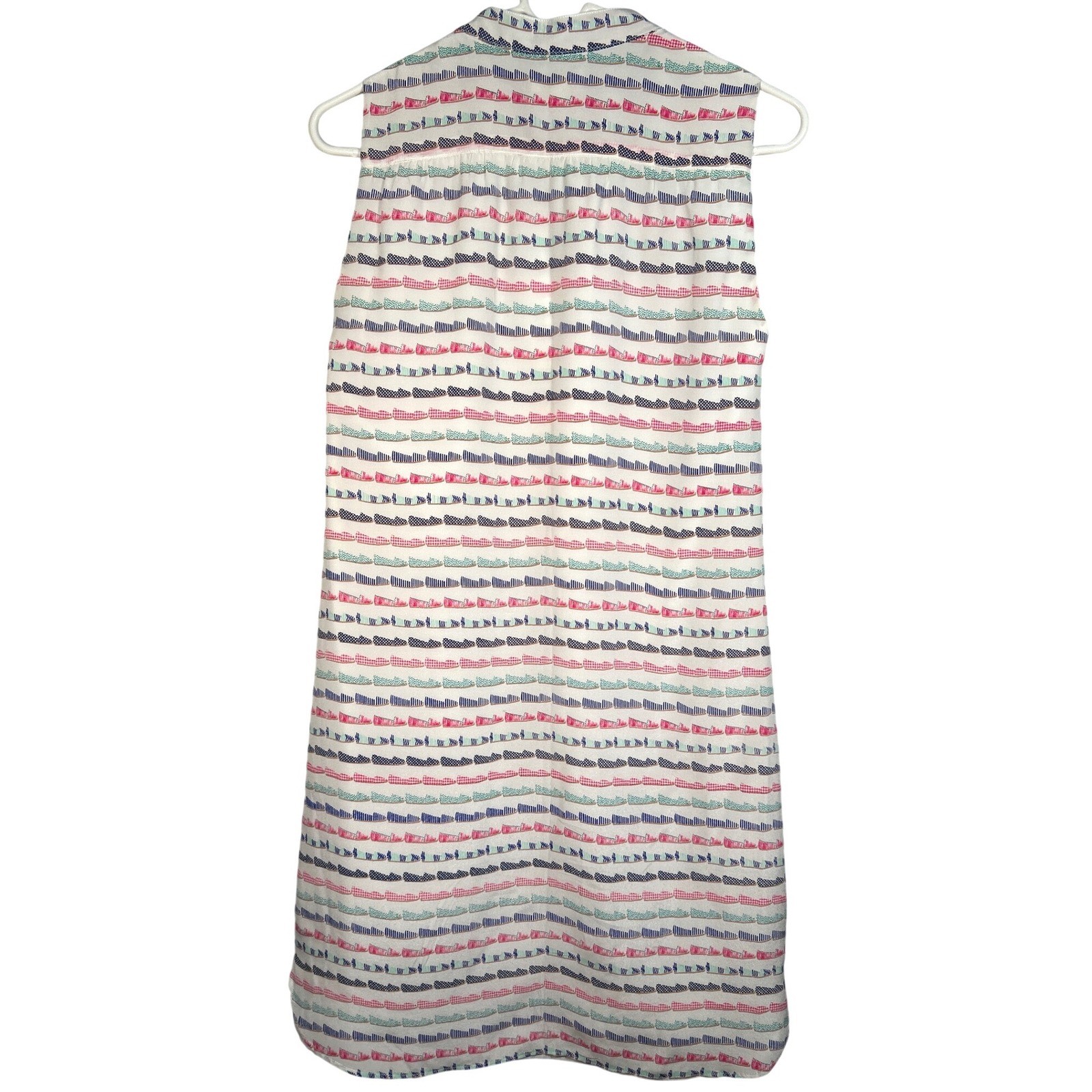 Britt Ryan Silk Dress Sleeveless Shift White Sneakers Quirky Artsy Preppy XS