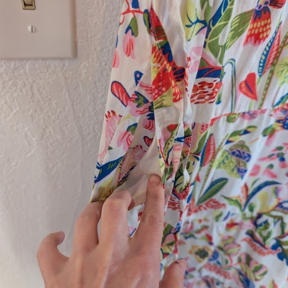 J.McLaughlin Fram Maxi Dress Neon Floral Flutter Sleeve Boho Resort Florida