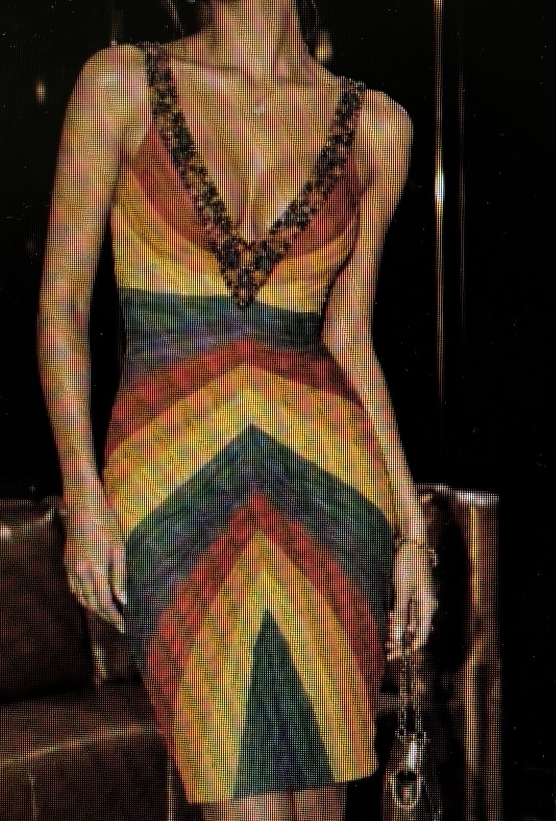 MANDALAY Privee Rainbow Stone Beaded Pleated Silk Elegant Cocktail Dress Women 6
