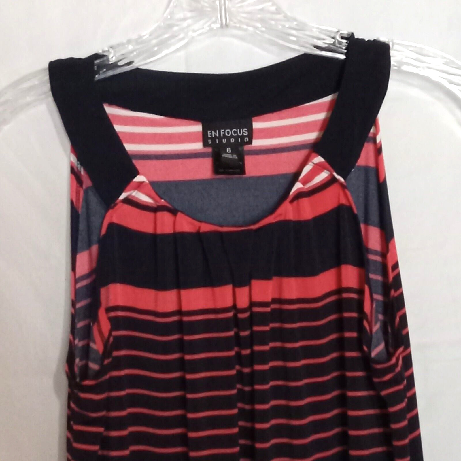 En Focus Studio Women’s Size 6 Striped Sleeveless Dress Lightweight Cool Comfort
