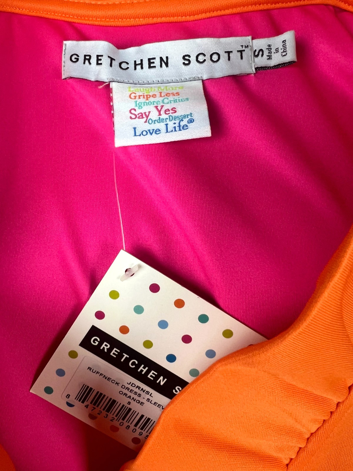 *NWT* GRETCHEN SCOTT ‘Jersey Ruffneck Sleeveless Dress’ – S, Orange