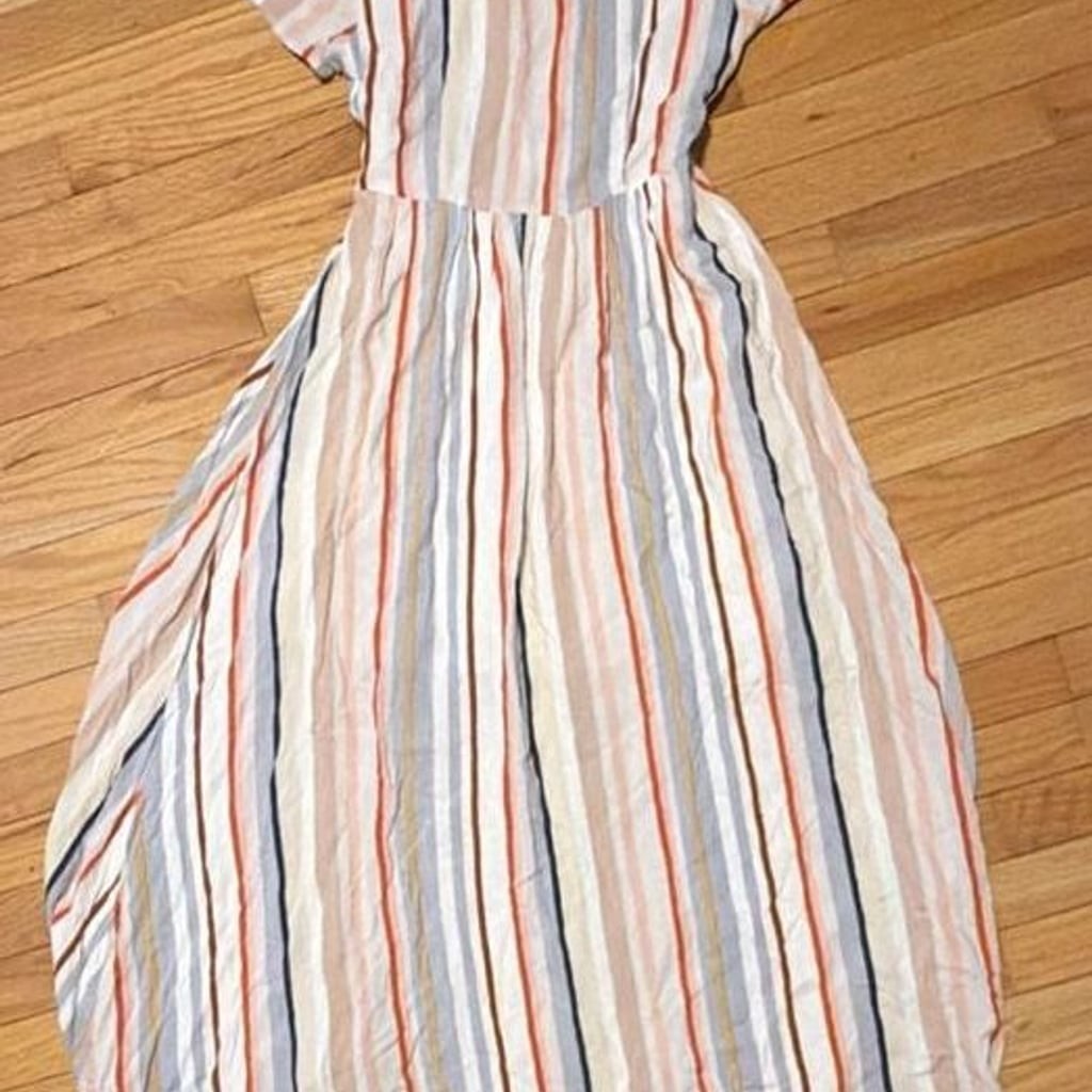 VICI Multi-Color Striped V-Neck Short Sleeve Maxi Dress