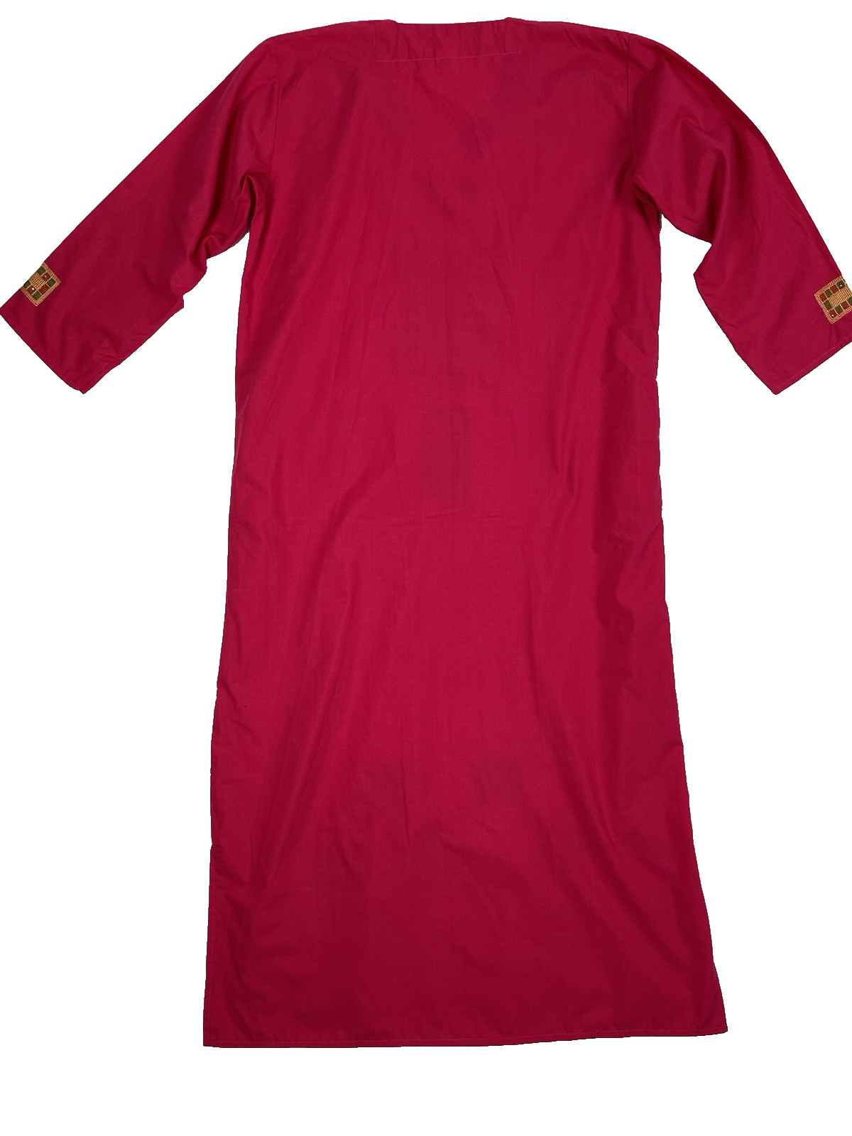 BRSY Egypt Pink Hand Embroidered Kaftan Approx M/L Long-Sleeve Dress Boho Cotton