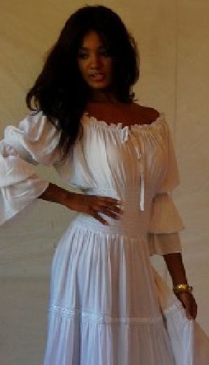 white dress peasant ruffled smocked lace sexy M L XL OS 1X 2X 3X 4X 5X 6X PLUS