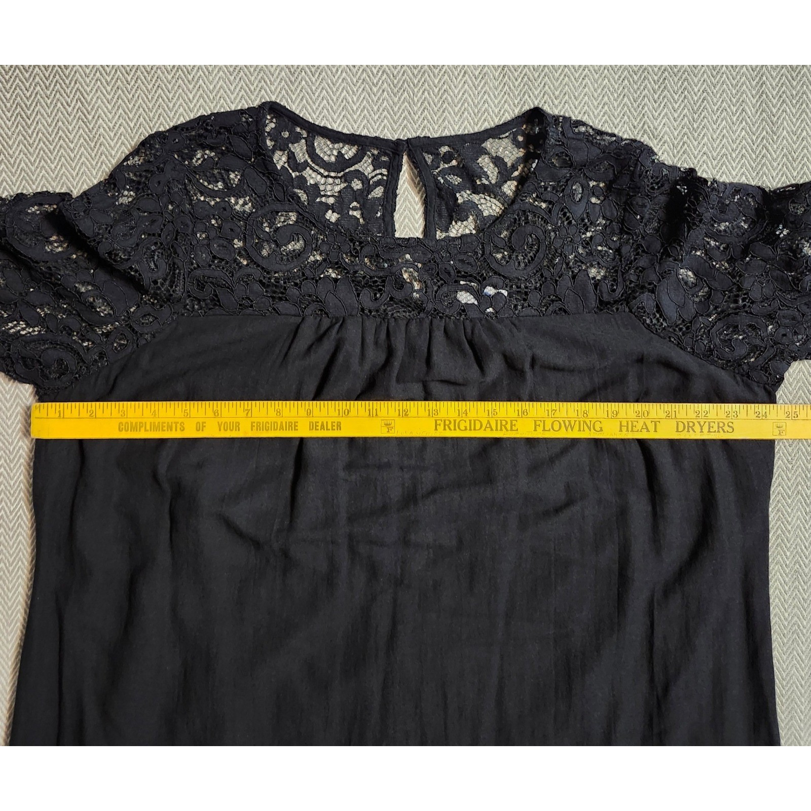 Old Navy Black Lace Yoke 3/4 Sleeve Shift Dress Plus Size 2X Cotton Blend Lining