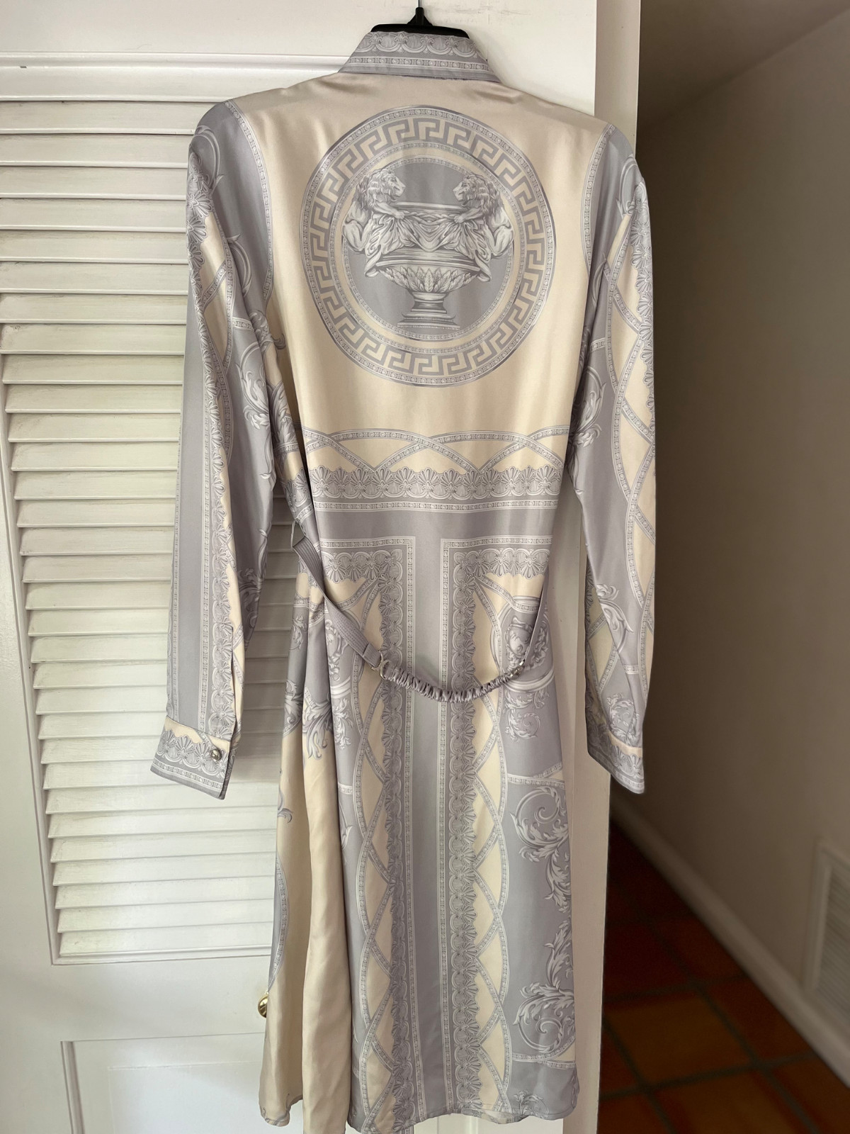 Versace Medusa Grey Silver Rhinestone Shirt Dress 3,100.00 Neverworn SZ:44