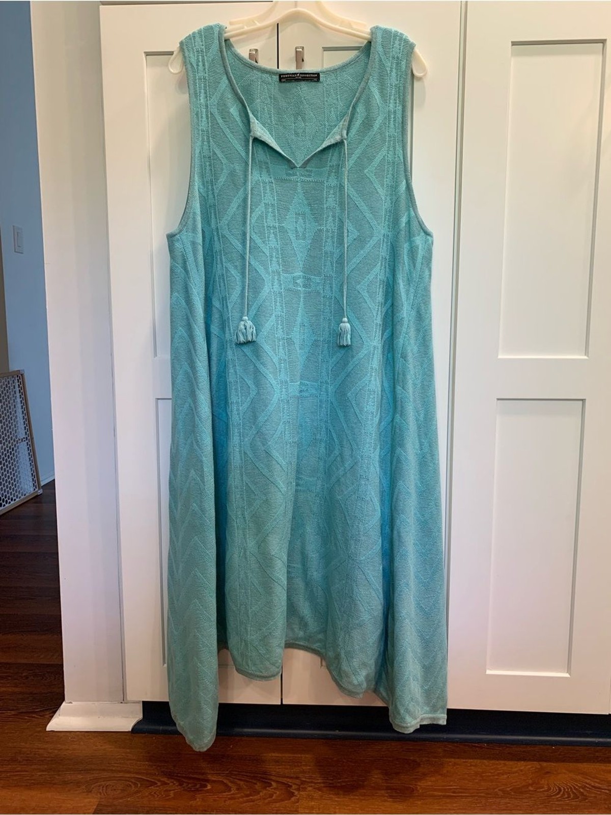 Peruvian Connection Monterey Dress Pima Cotton Sleeveless Tassle Midi/Maxi XXL