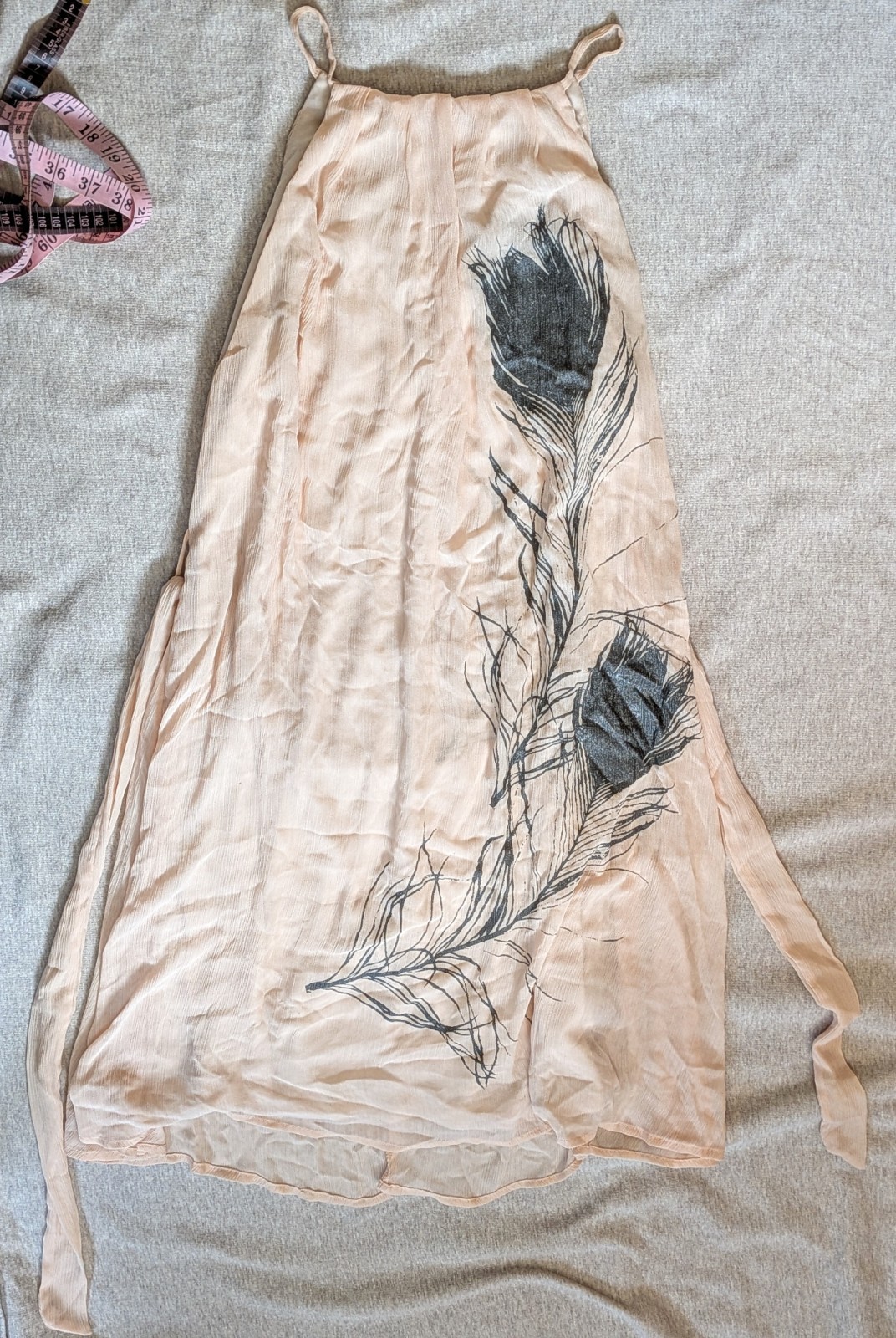 Avalove NYC Sheer Crinkle Gauze Peach Trapeze Dress