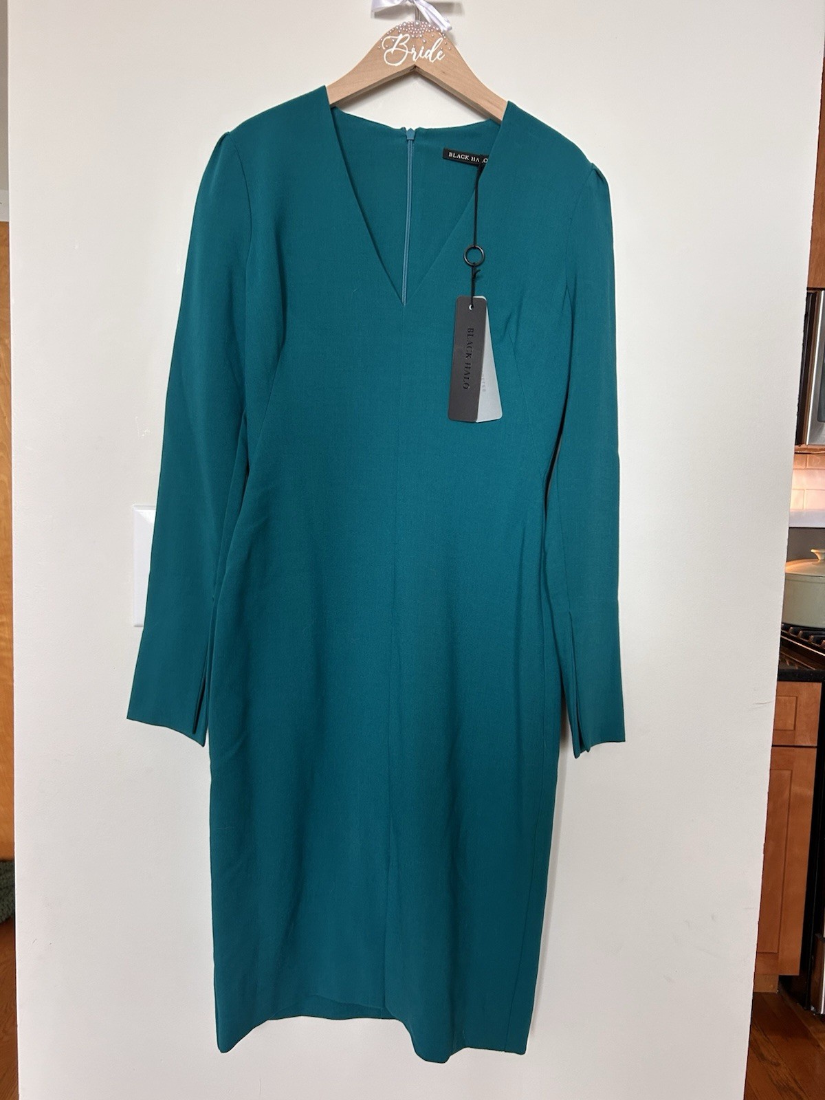 Black Halo V-Neck Split Front Jade Sambora Sheath Dress 4