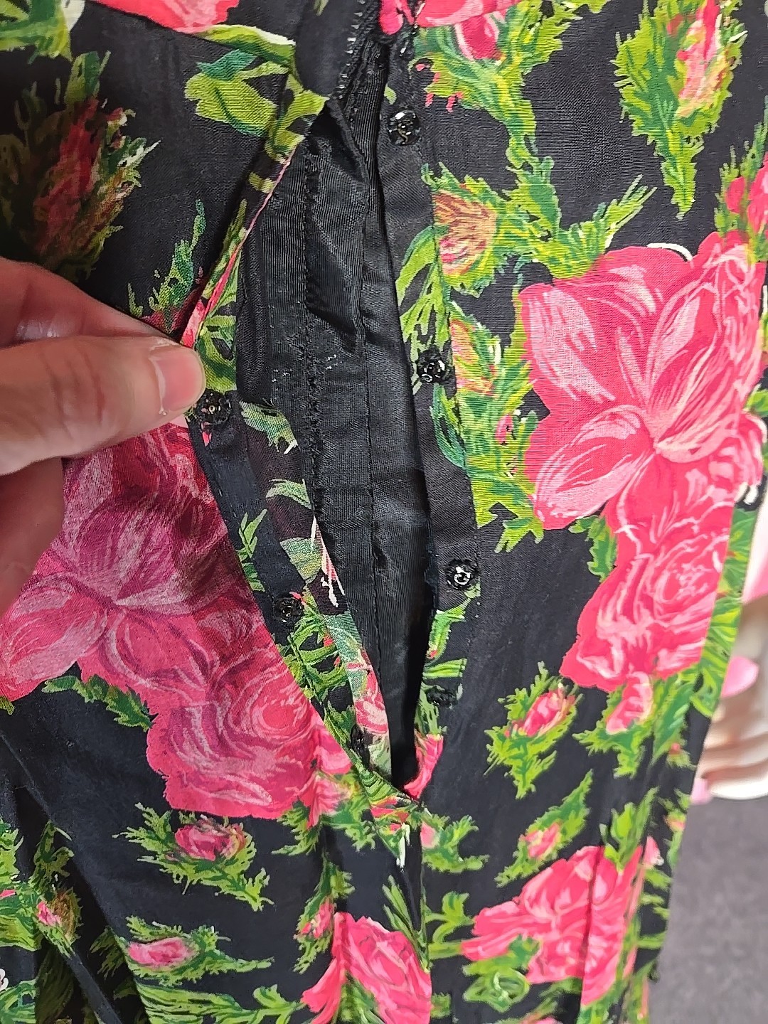 Lee Claire Vintage Green Pink Exquisite 60’s Beaded Floral Dress Size Small