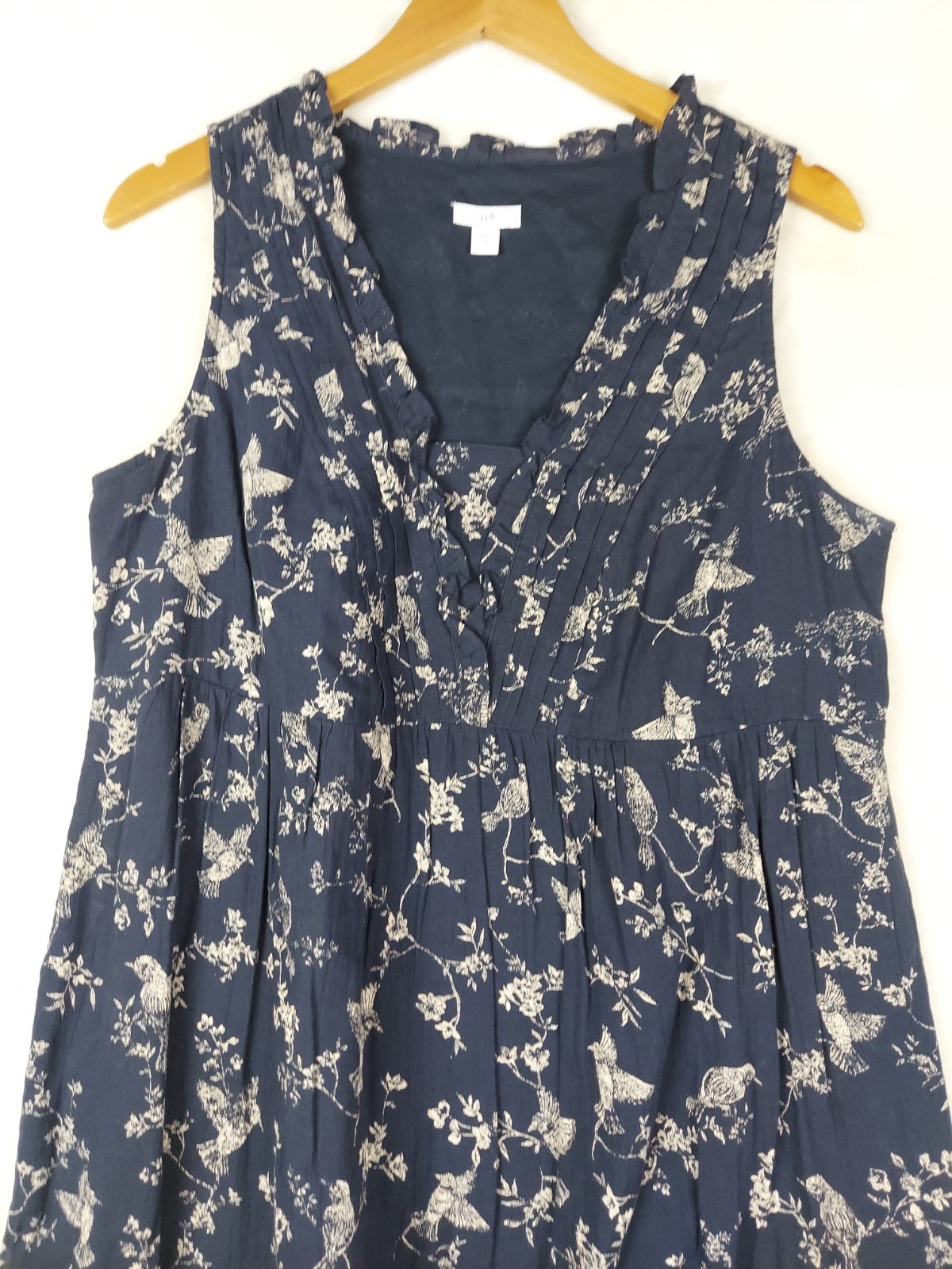 J.Jill Midi Dress Womens Medium Bird 100% Cotton Gauze Casual Lined Tiered