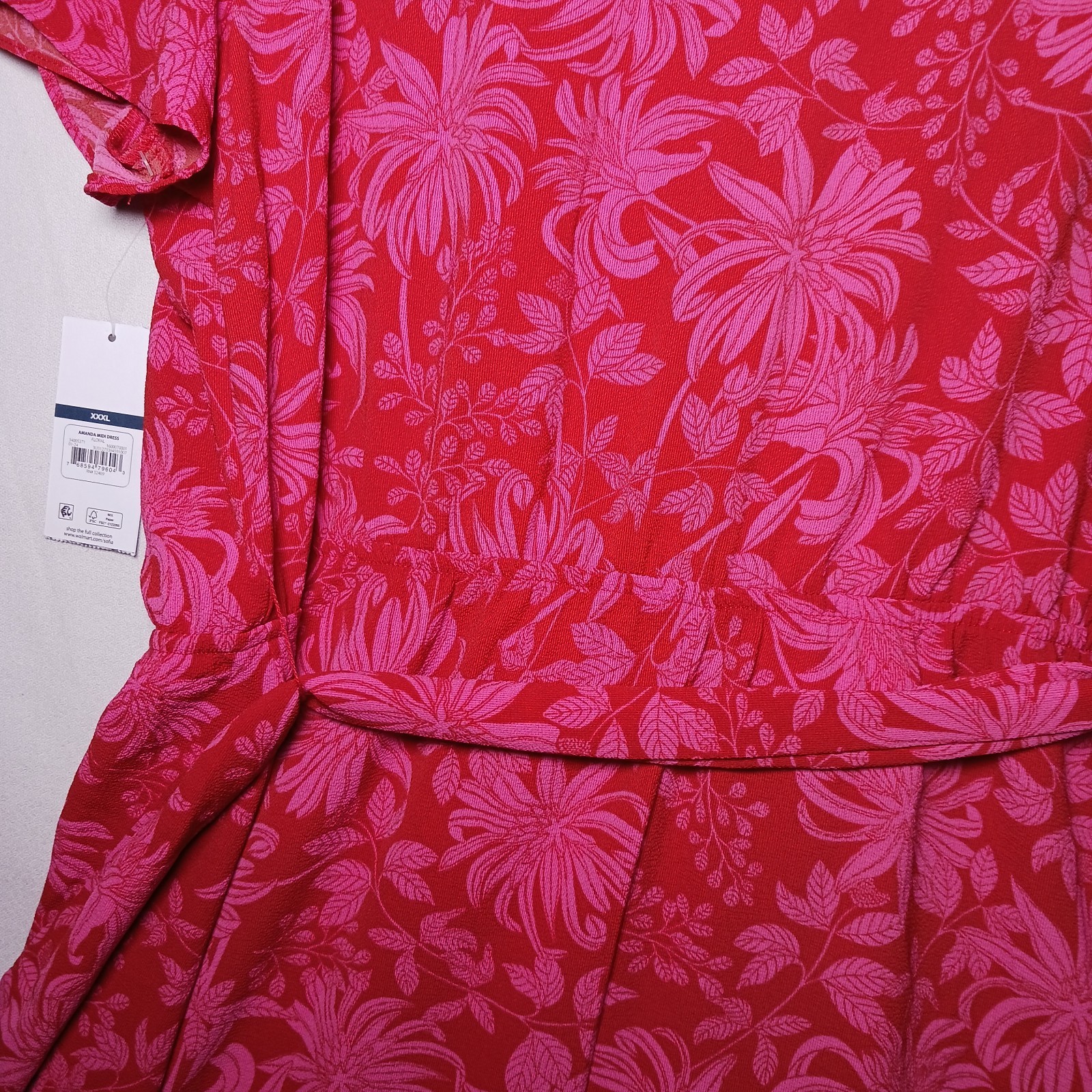 Sofia Vergara Amanda Midi Asymmetrical Wrap Dress XXXL Pink Red Floral NWT