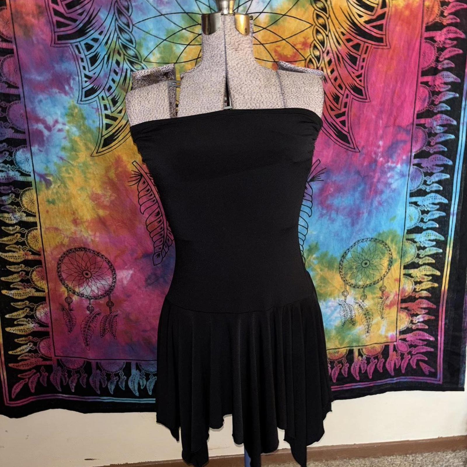 90s black whimsy fairy gothic strapless dress
