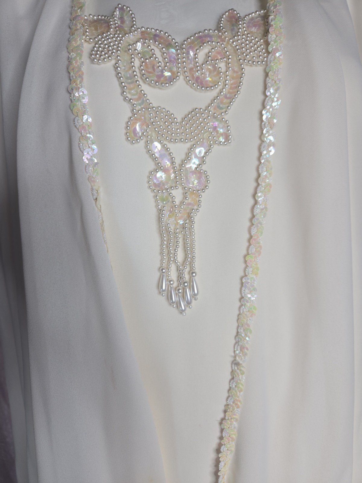 Patra Exquisite Ivory Beaded Sequin Flowy Evening Dress Size 14