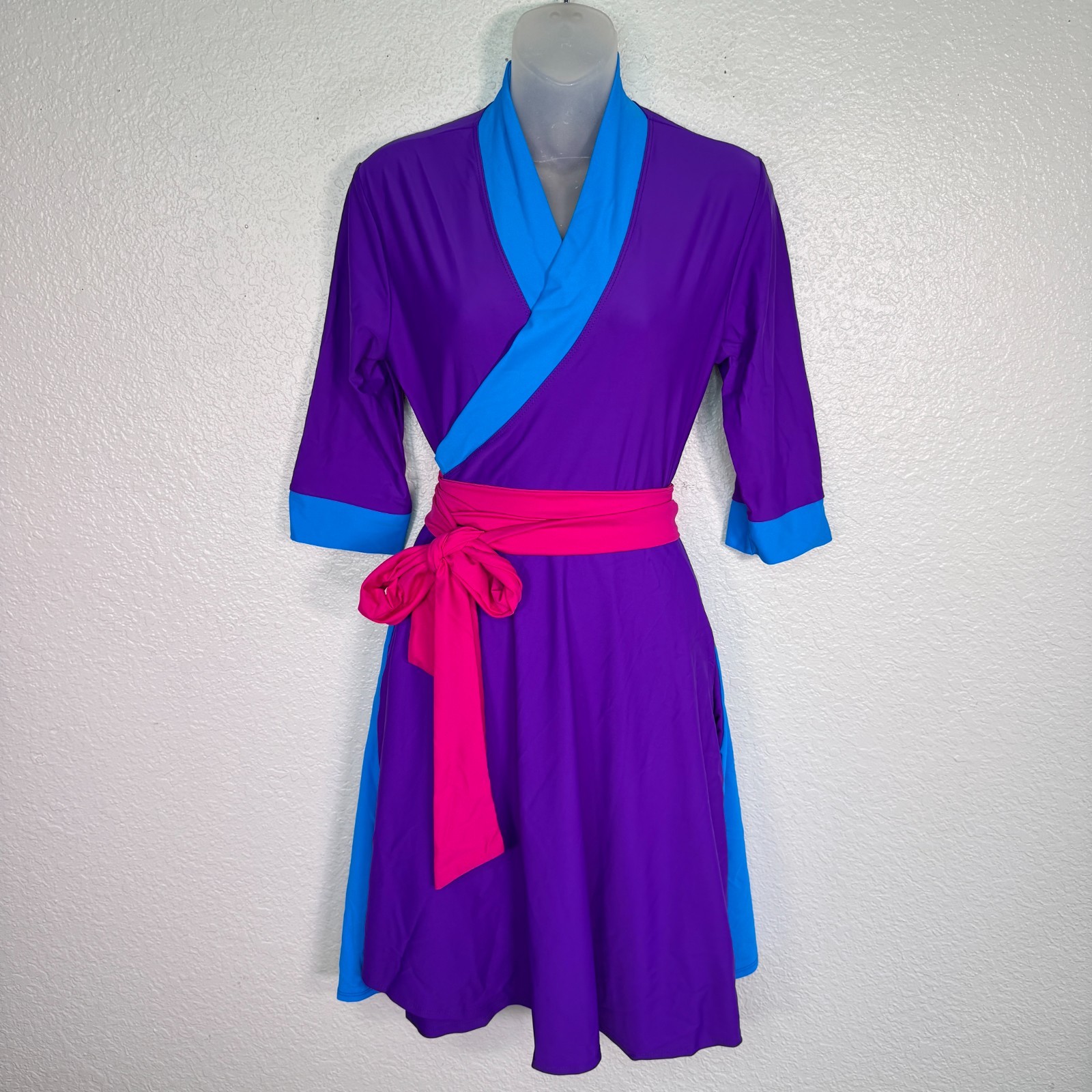 Elhoffer Design Dress Womens Large Wrap Belted Fit Flare Pride Bi Colors Cosplay