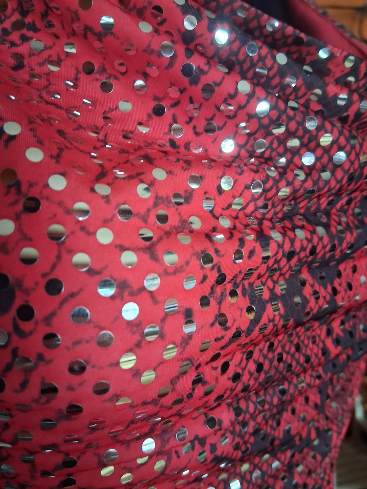Vintage 90s Red Snakeskin Print Sequin Mini Dress Size Small