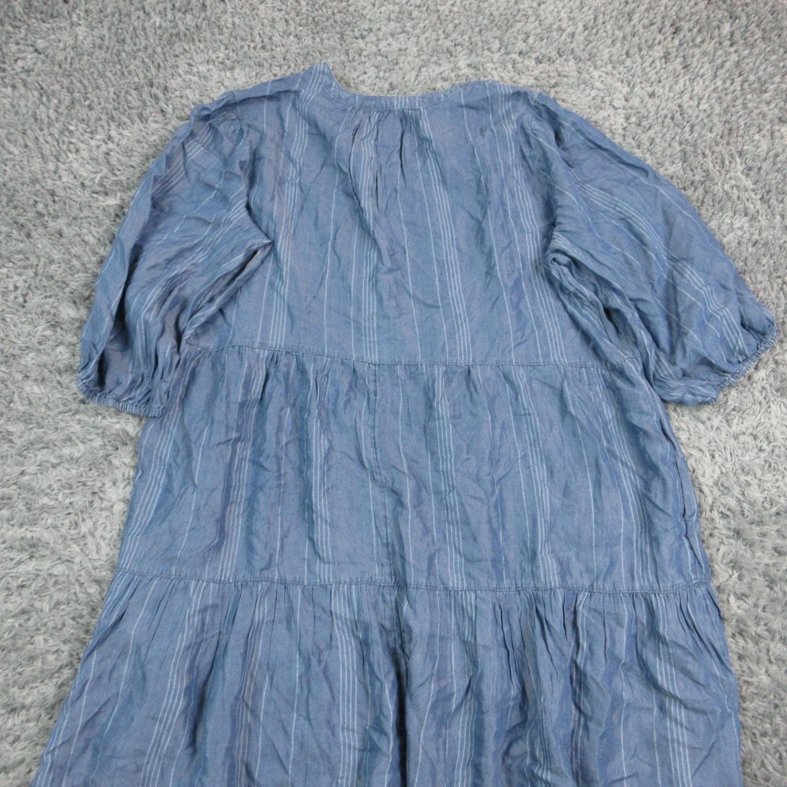 Market & Spruce Dress Womens 2X Blue Trapeze & Swing Midi 3/4 Puff Sleeve NWT