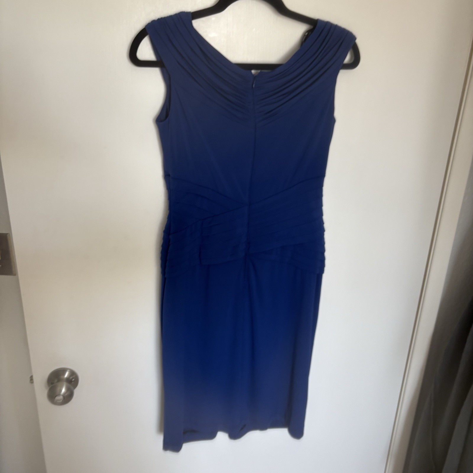 Tadashi Shoji Royal Blue Pleated Layered Sheath Bodycon Dress Blue Small
