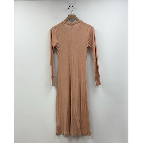 NWT J. Crew Ribbed Stretchy Knit Button-Up A-Line Midi Dress Camel Small