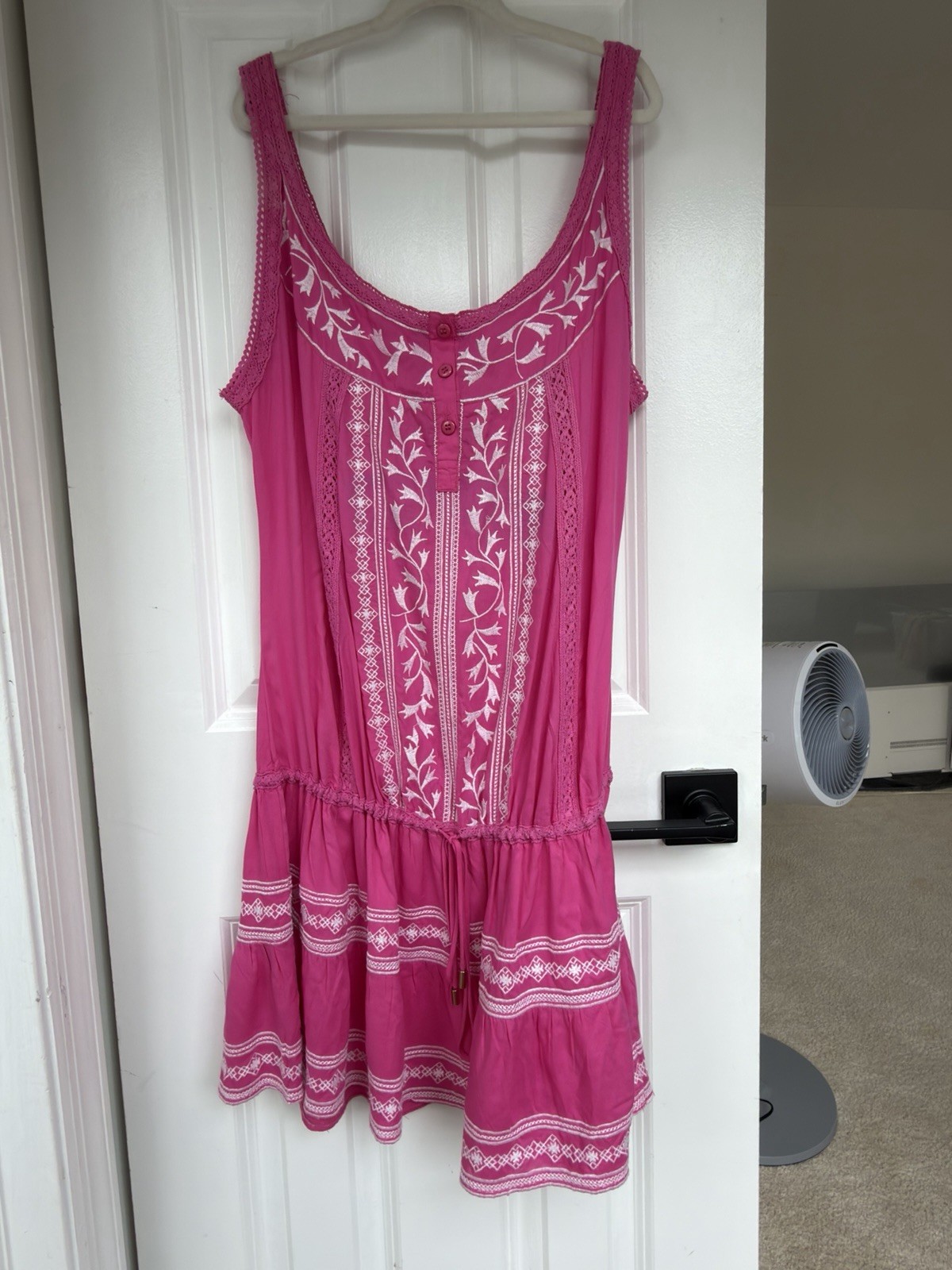 Melissa Odabash Jaz SS Flamingo White Embroidered Cover Up Dress Small NWT