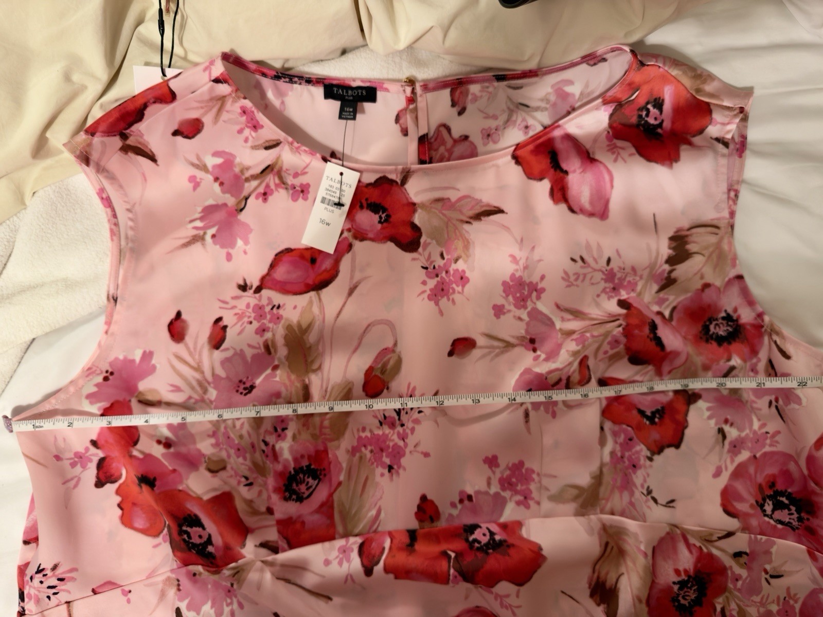 🩷 NEW! TALBOTS Satin Midi Dress Watercolor Bouquets Floral Print Size 16W
