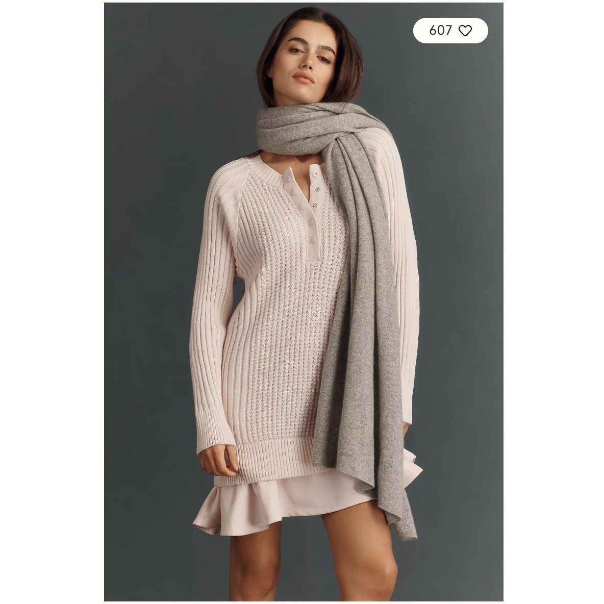 NWT Daily Practice Anthropologie Pink Knit Henley Ruffle Mini Dress XL