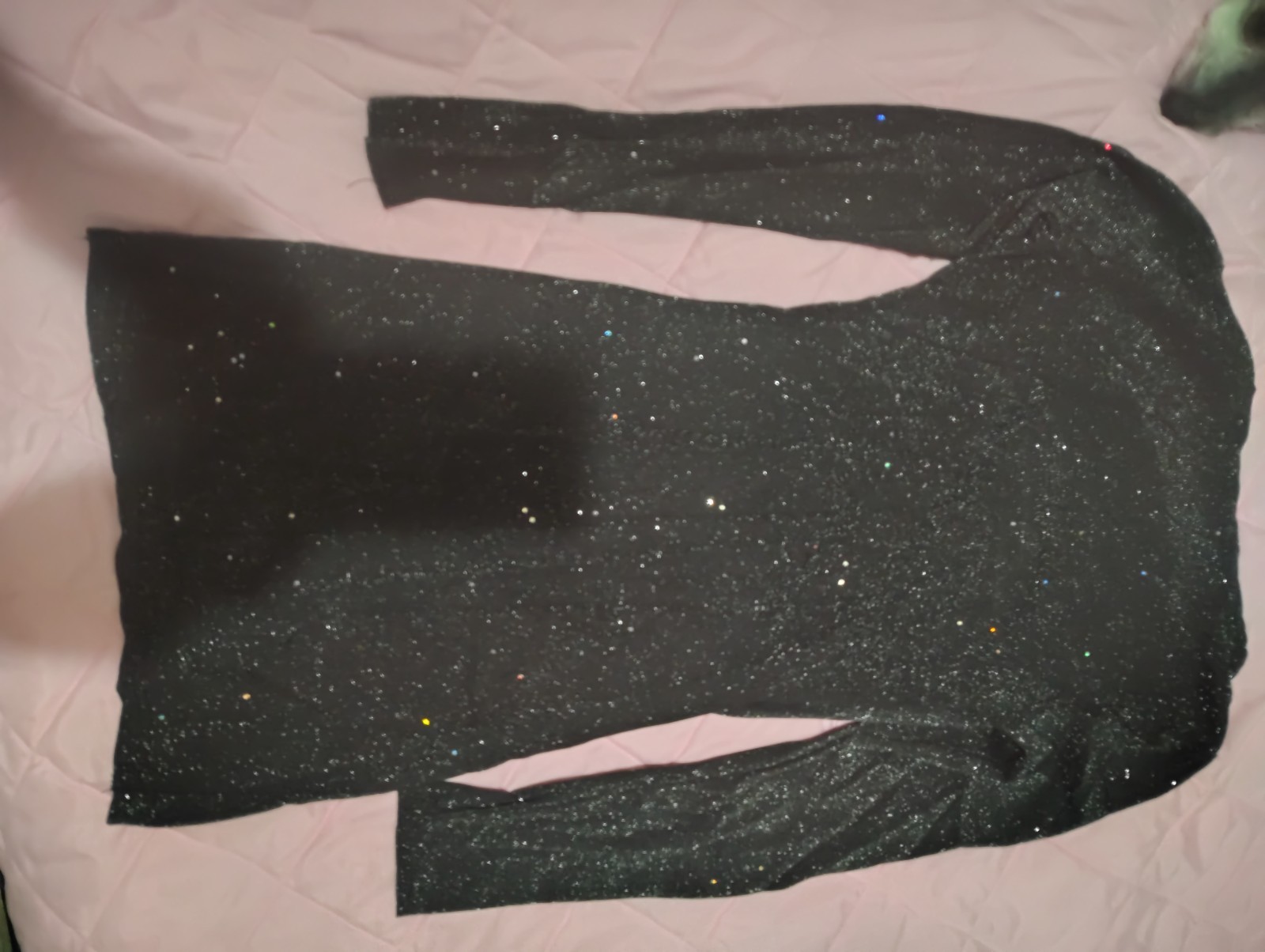 shien Black Glitter Long Sleeve Bodycon Short Dress Women S