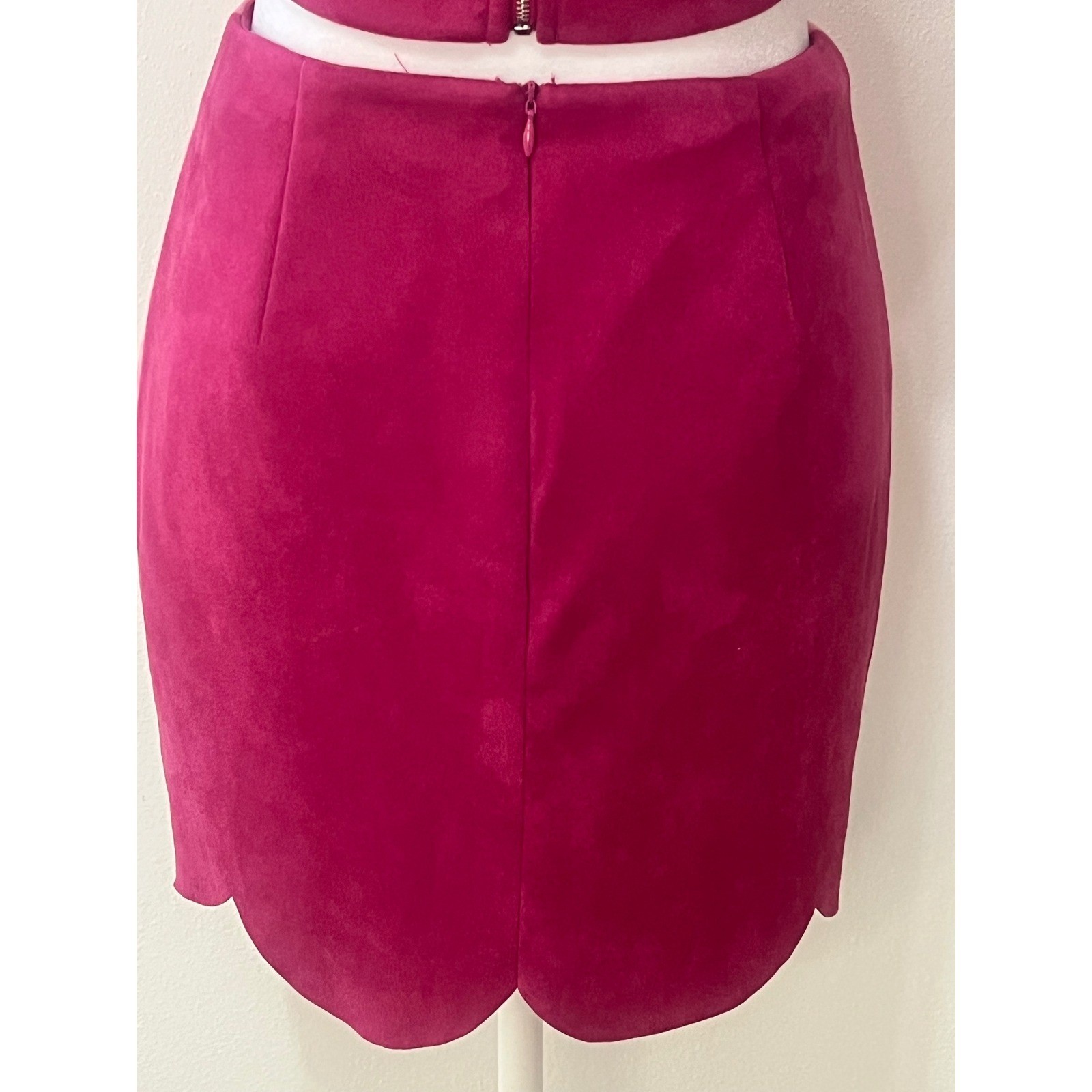 Blushing Brunette Don’t Need You skirt top set pink suede color block XS western