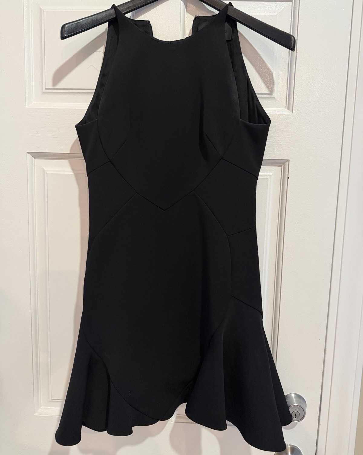 Cushnie et Ochs Black Mini Dress Ruffle Hem Sleeveless Zip Closure Size 4