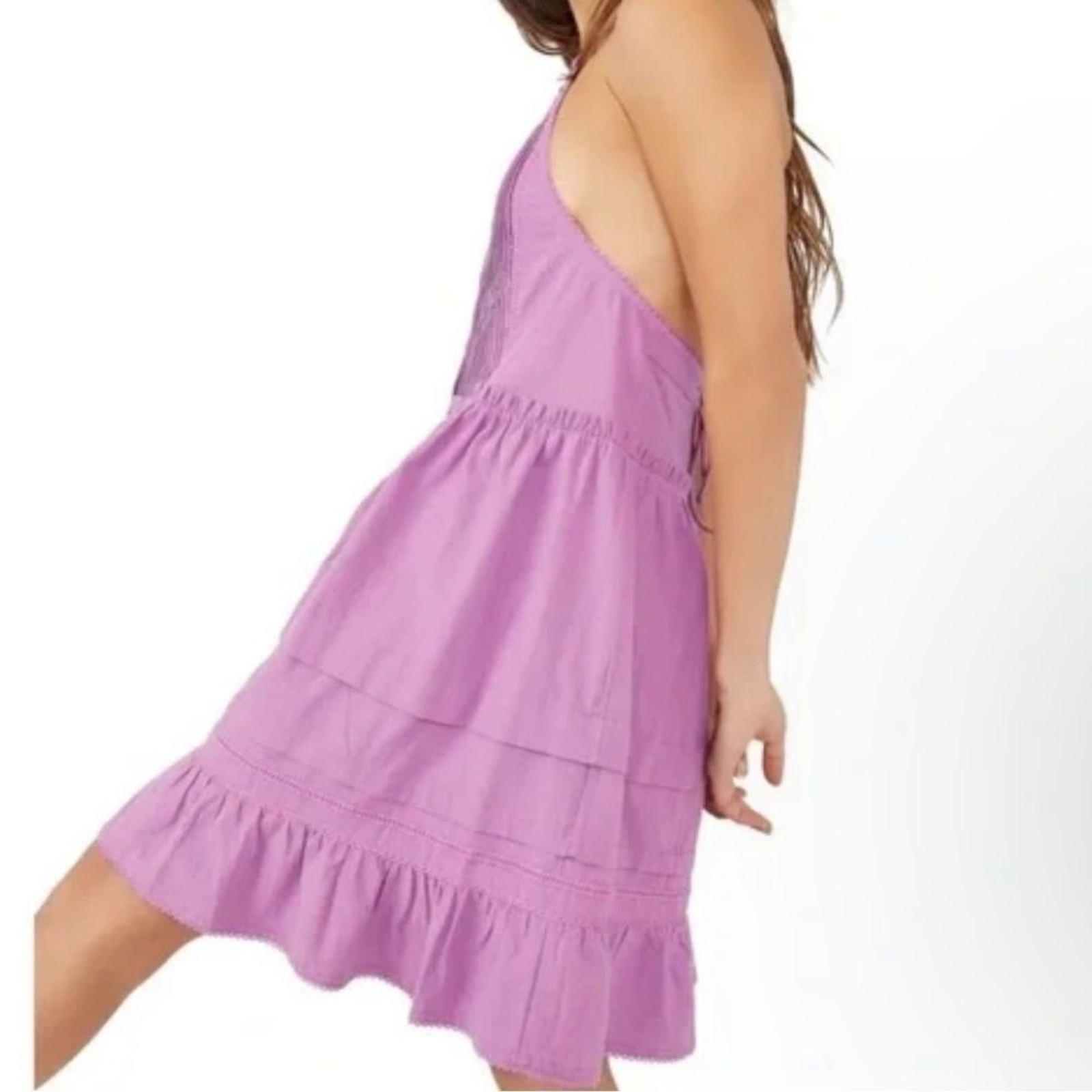 Free People Lilac Halter Button-Front Sundress