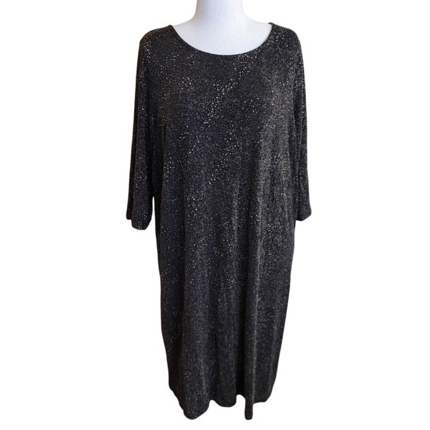 O’NOT Premium Dress Womens 3X-5X Black Gold glitter 90s Y2K Sequin Keyhole Back.