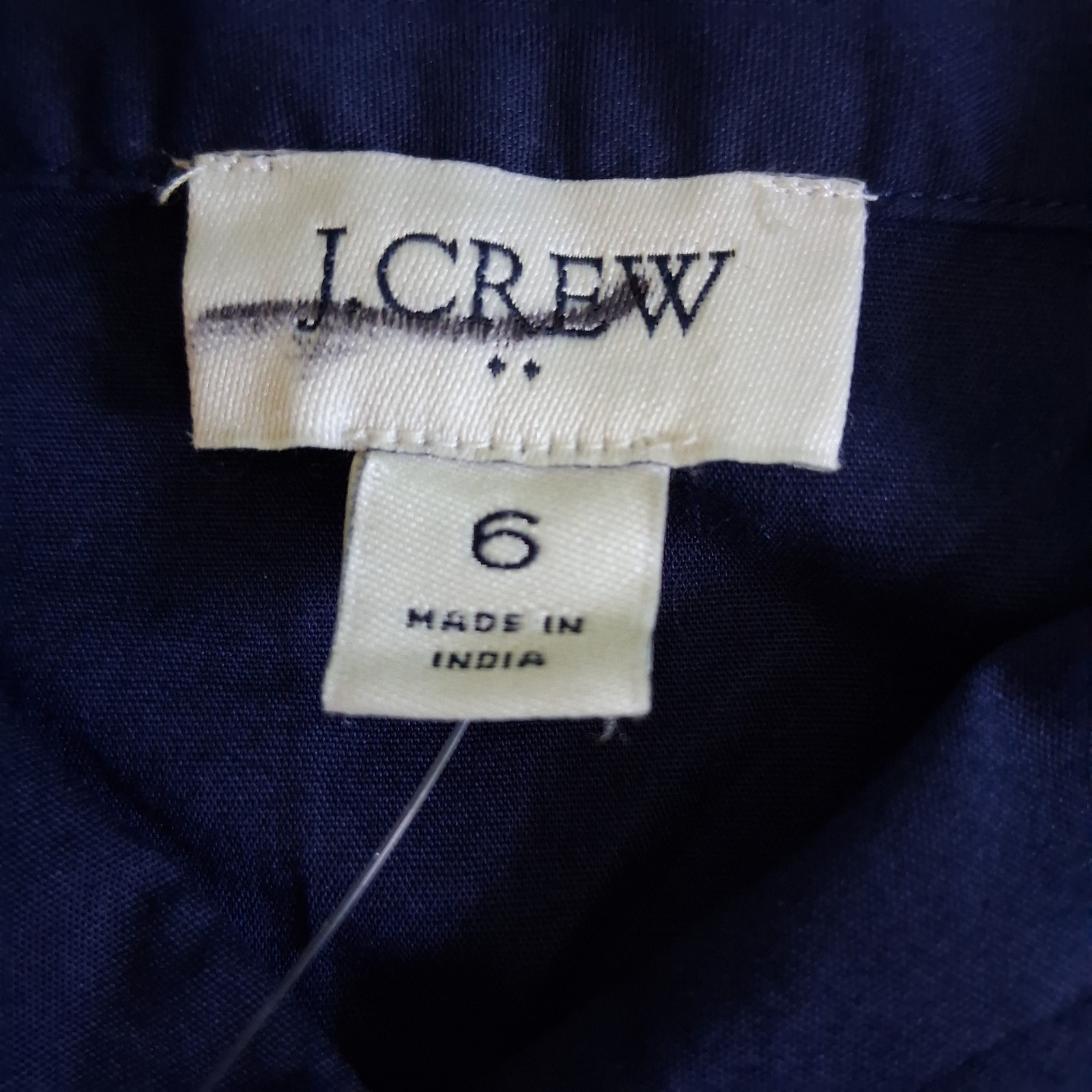 J.Crew Navy blue Collared Button front mini dress drawstring Waist Size 6 NWT