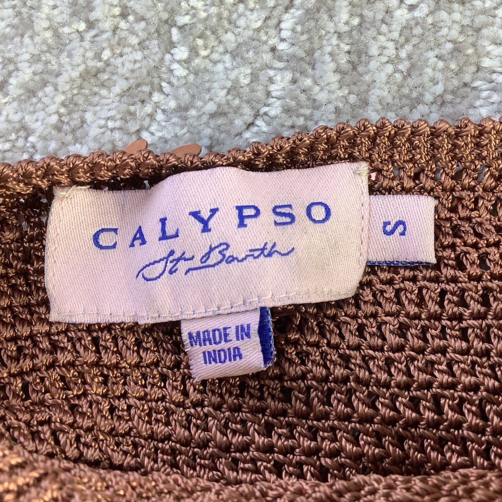 Calypso St Barth Copper Sequin Halter Maxi Dress Open Back Side Slit Size S NWOT