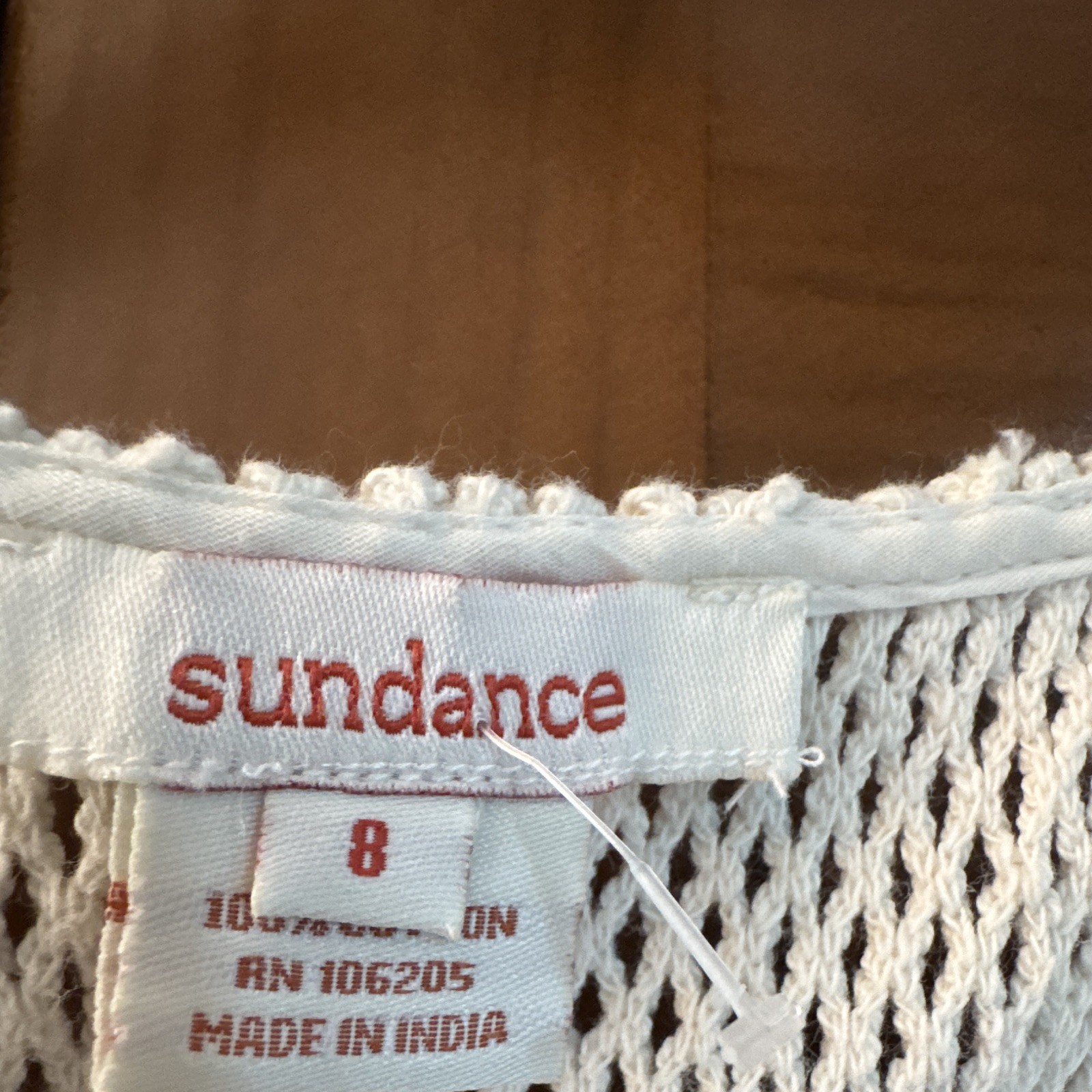 Sundance White Floral Cotton Lace Crochet Embroidered Scoop Neck Midi Dress 8