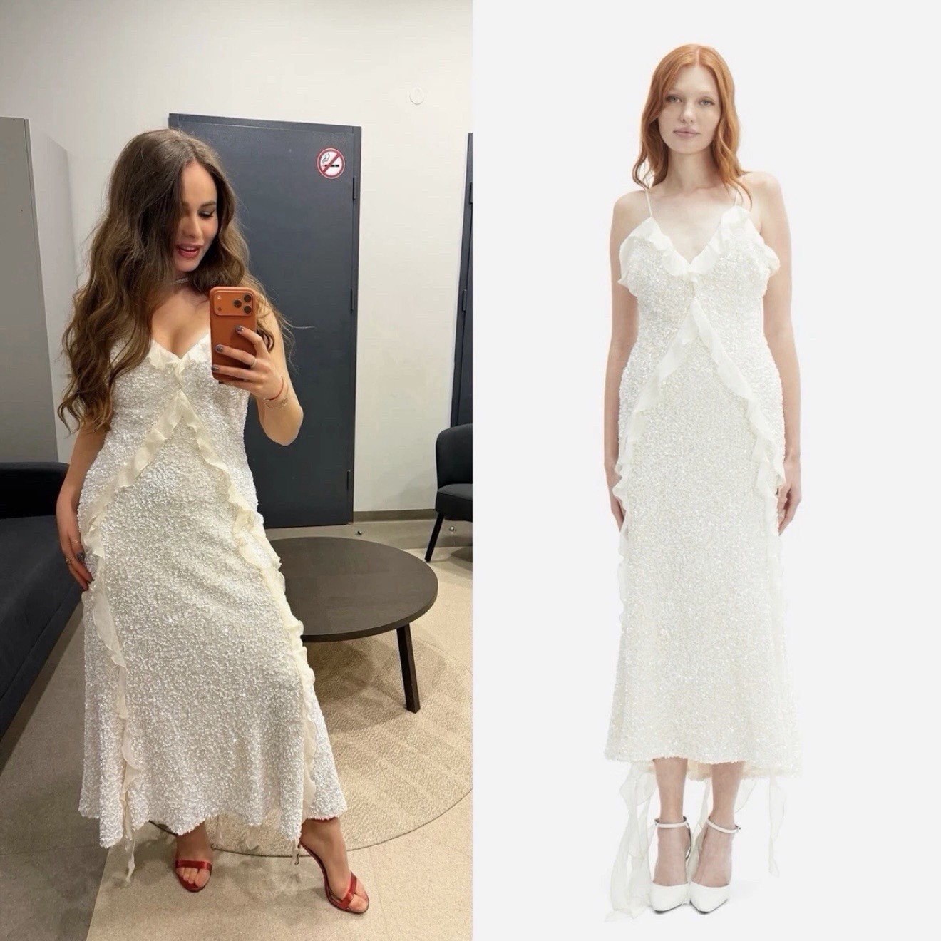 Bardot Marsella Ruffle Sequin Ivory Midi Dress NWT M Bridal Wedding Coquette