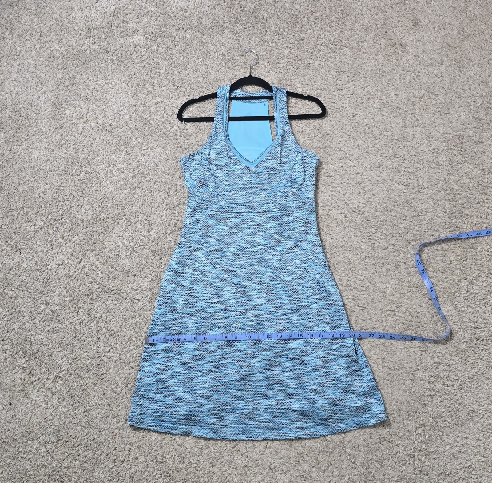 MPG Women’s Blue Striped Sleeveless V-Neck Racerback Knit A-Line Dress S