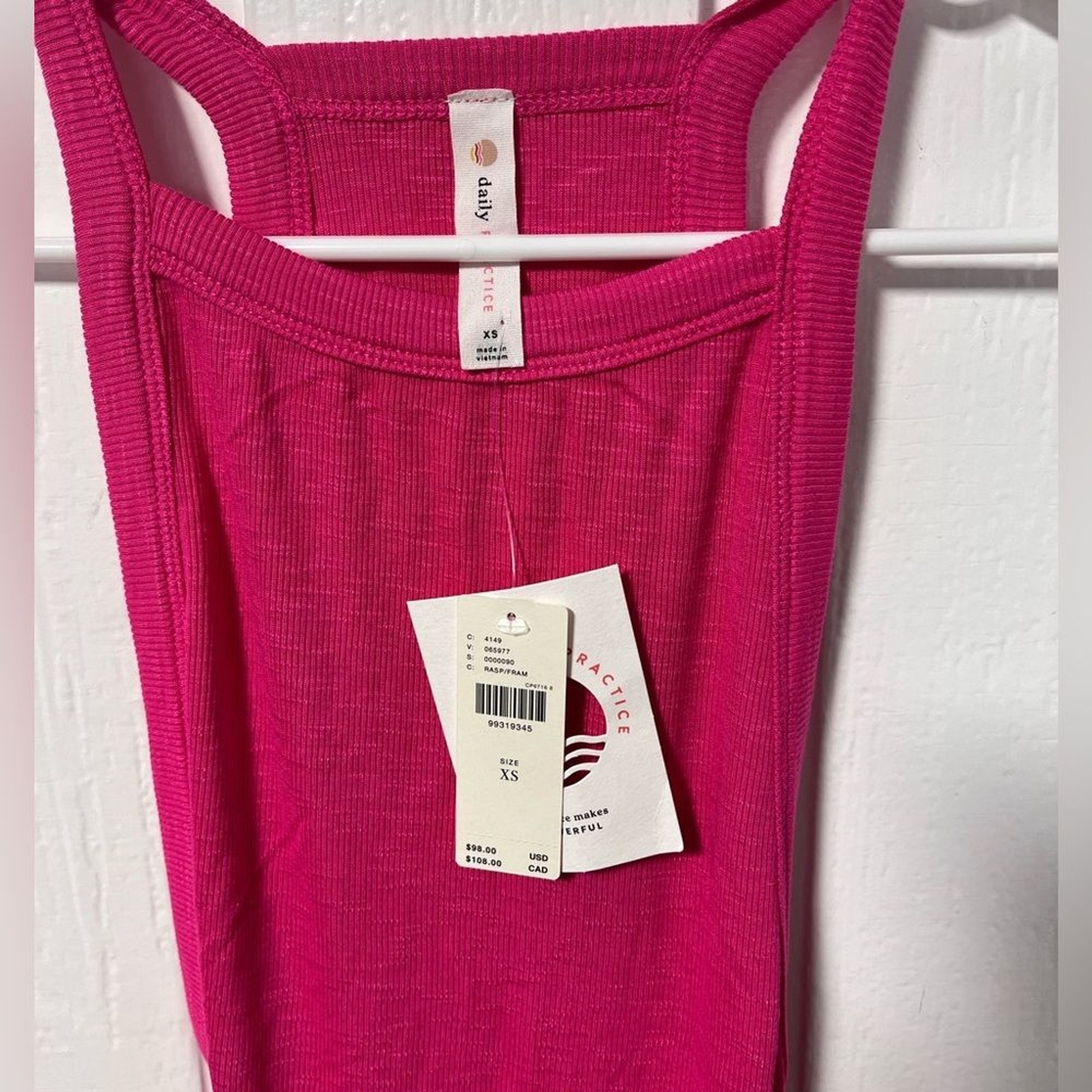 NWT Anthropologie Daily Practice Raspberry Pink Ribbed Ruched side Midi dress xs
